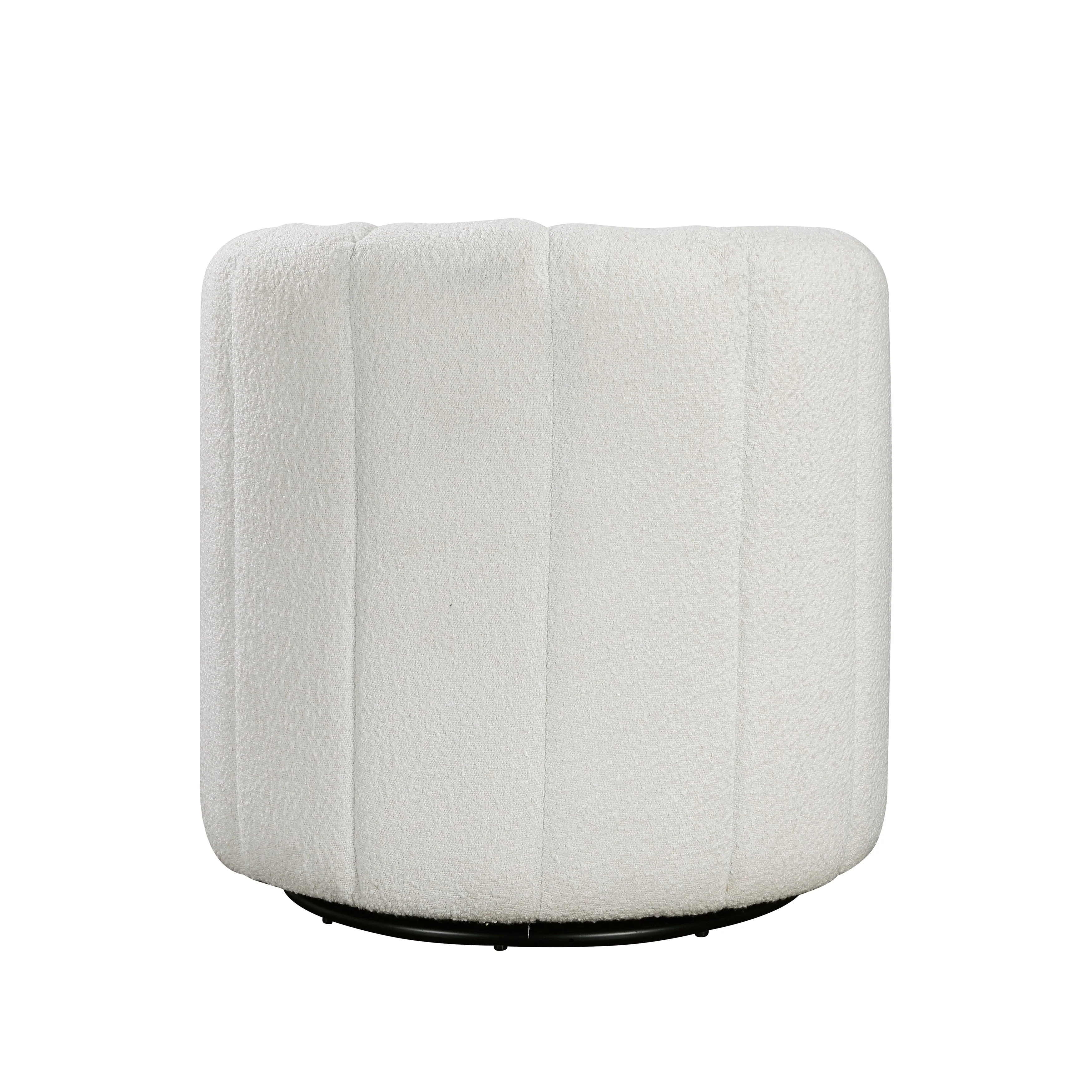 Delaney White Boucle Swivel Chair with Ottoman - Image 9