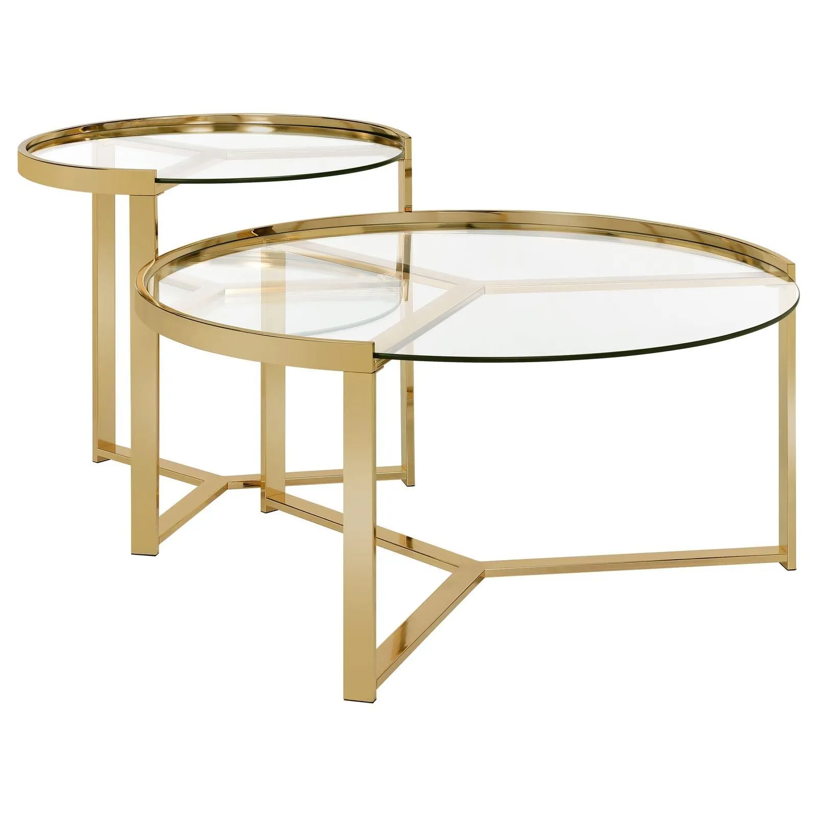 Delia Clear and Gold 2-Piece Round Nesting Table - Image 6