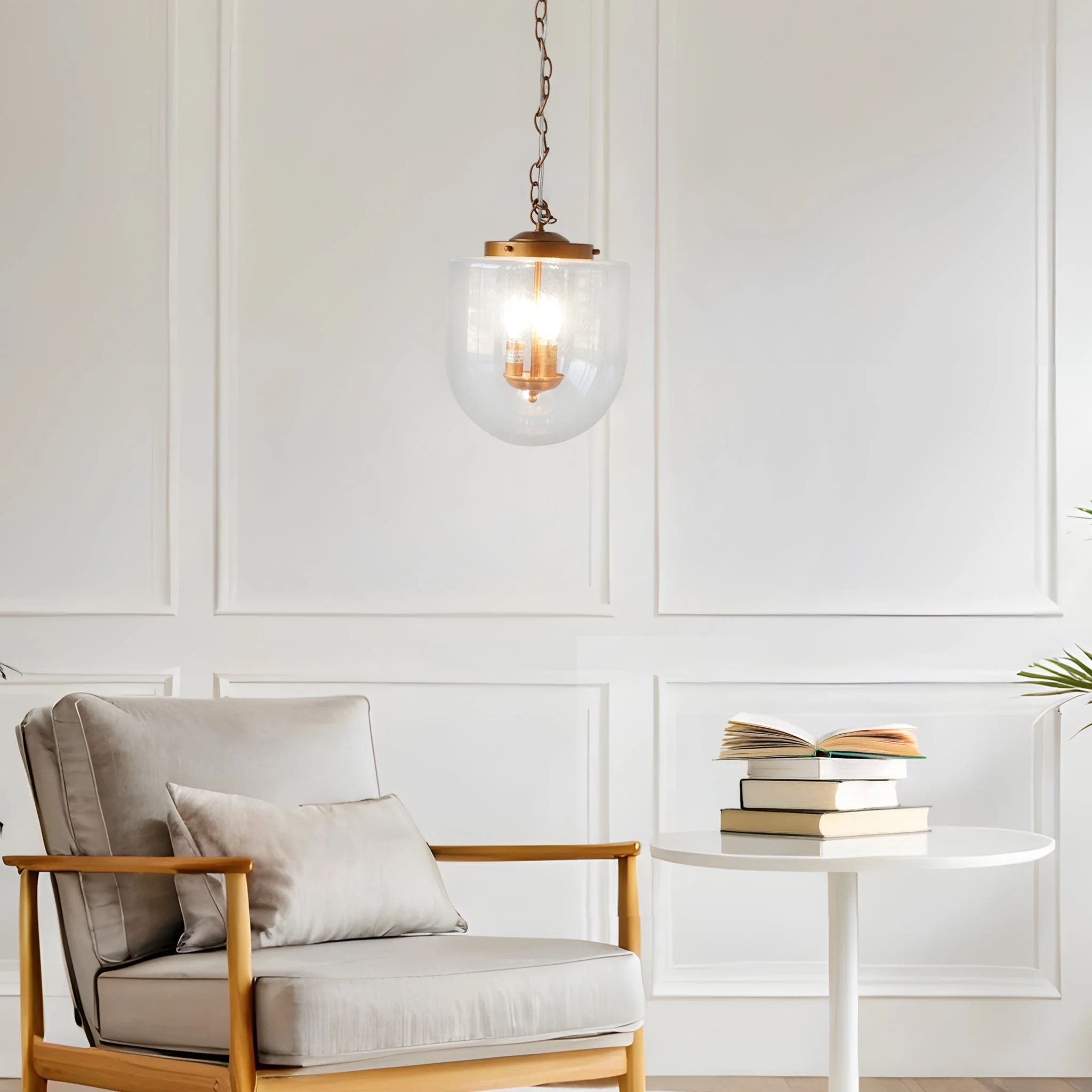 Delphi Pendant Lamp - Coarse Gold and Clear Glass - Image 2