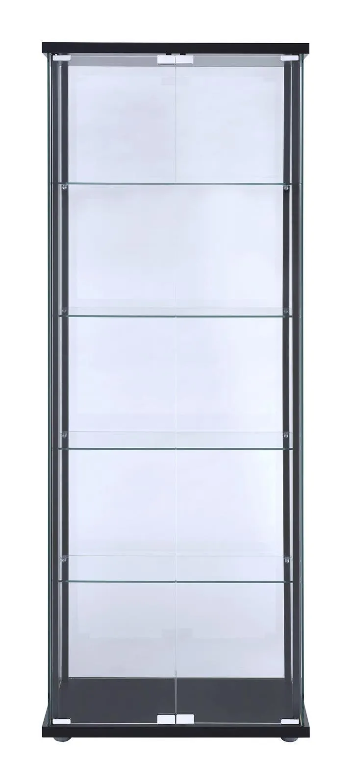Delphinium Black/Clear 5-Shelf Glass Curio Cabinet - Image 2