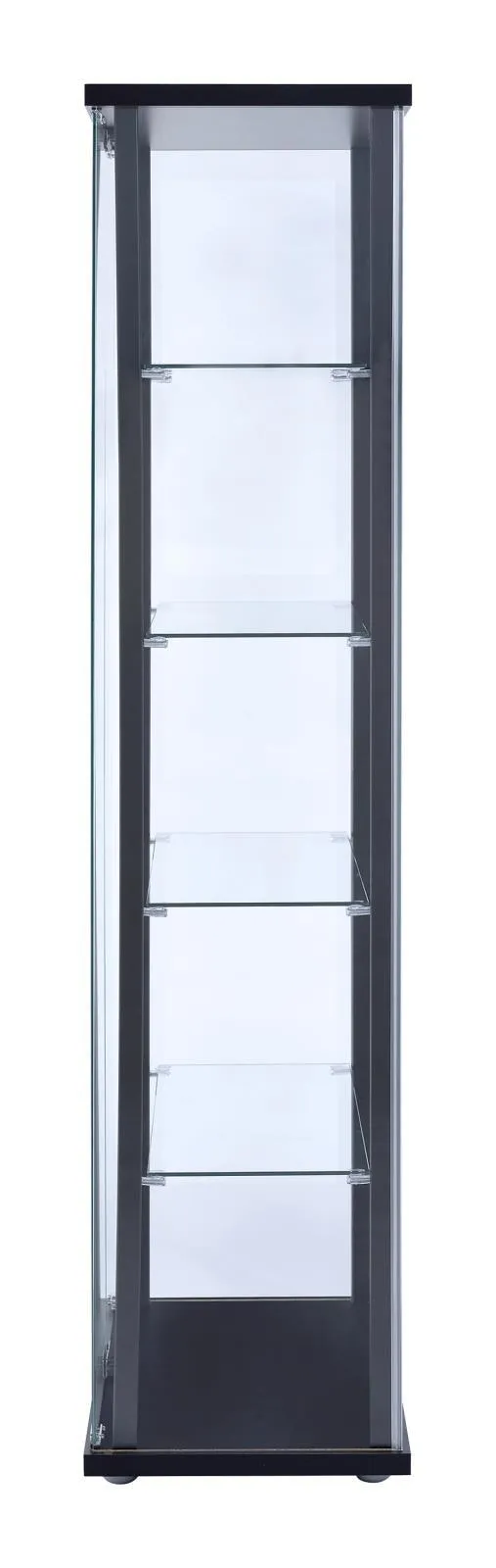 Delphinium Black/Clear 5-Shelf Glass Curio Cabinet - Image 3