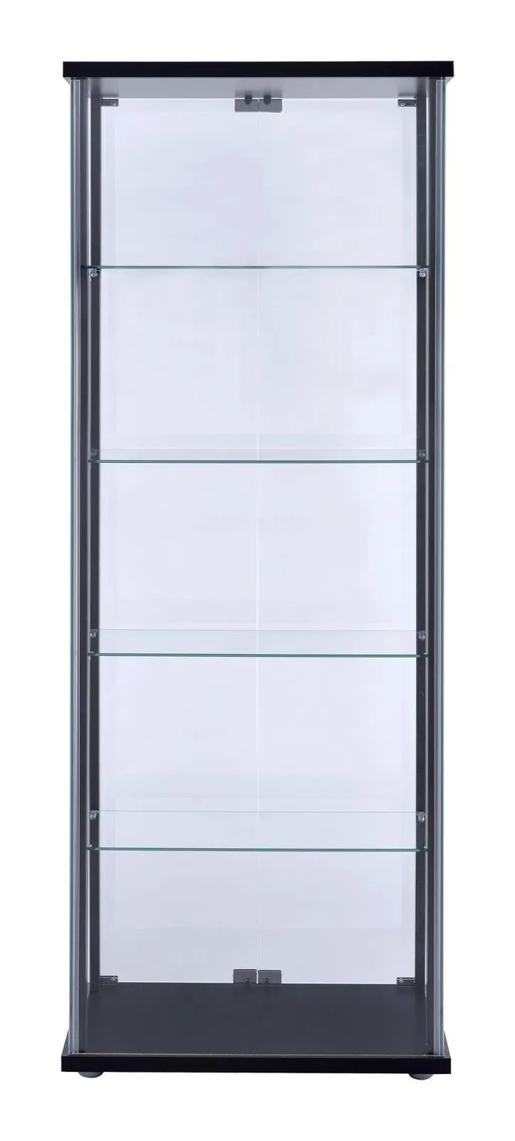 Delphinium Black/Clear 5-Shelf Glass Curio Cabinet - Image 4