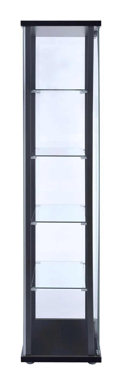 Delphinium Black/Clear 5-Shelf Glass Curio Cabinet - Image 5