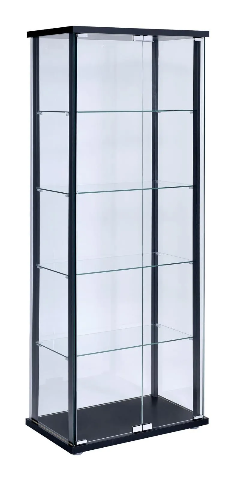 Delphinium Black/Clear 5-Shelf Glass Curio Cabinet - Image 9
