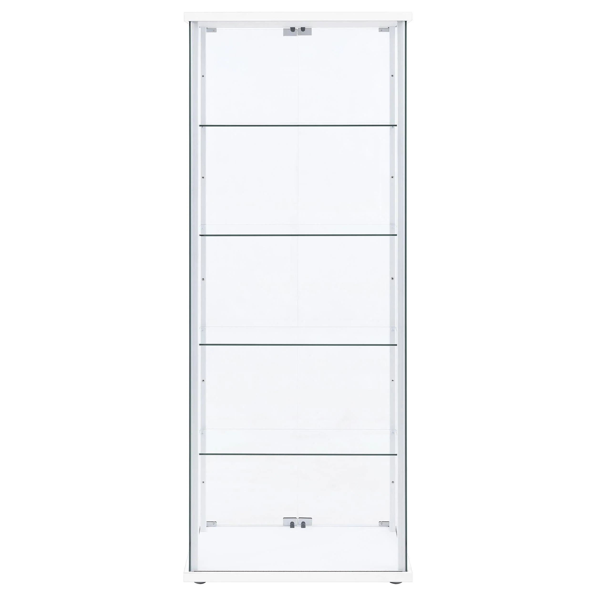 Delphinium White 4-Shelf Clear Glass Curio Display Cabinet - Image 7