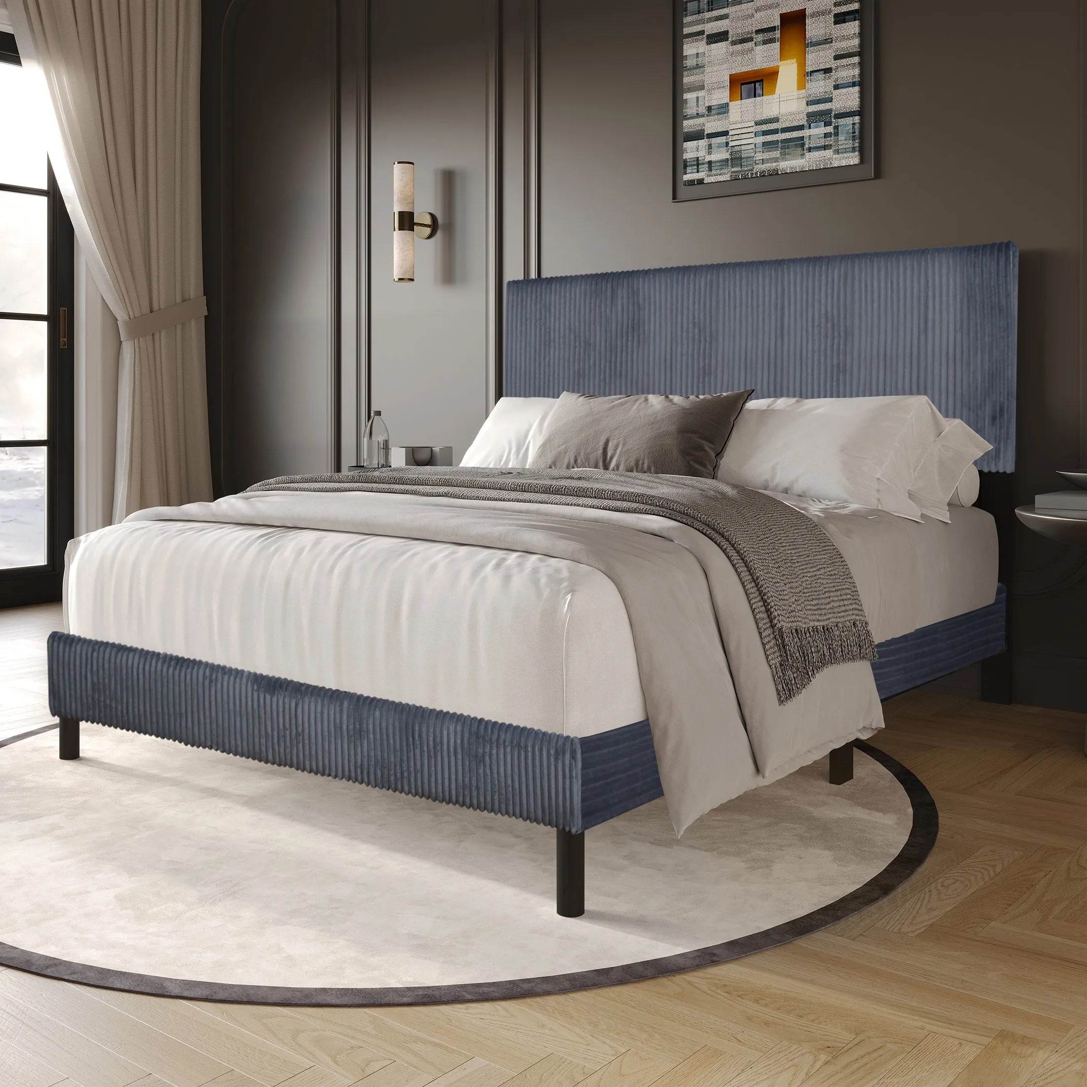 Deluxe Grey Full Platform Bed