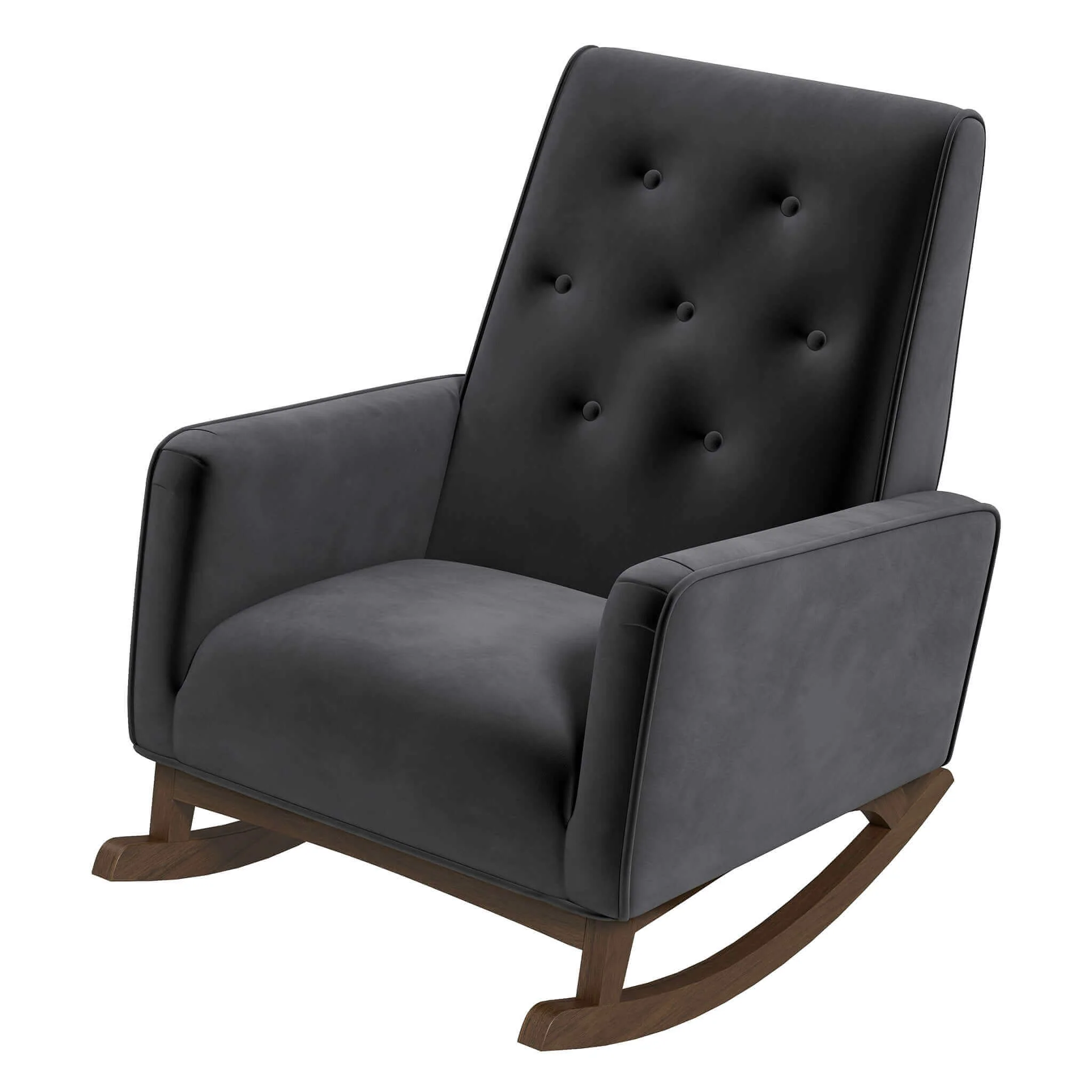 Demetrius  Dark Grey Fabric Solid Wood Rocking Chair - Image 7