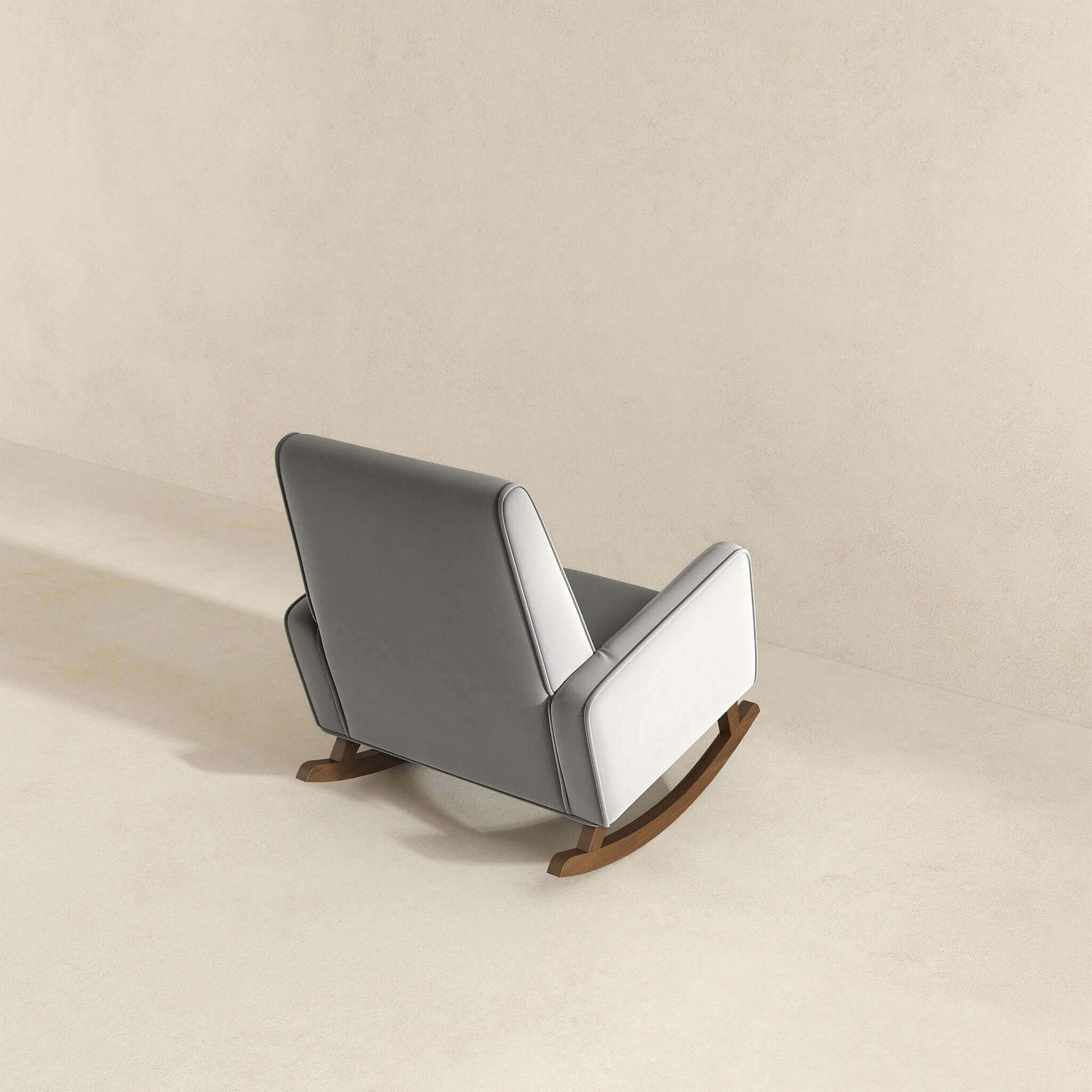 Demetrius  Light Grey Fabric Solid Wood Rocking Chair - Image 3