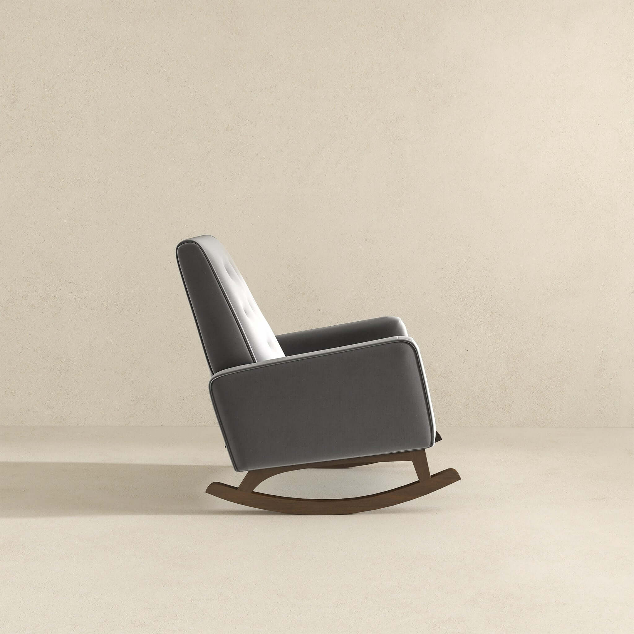 Demetrius  Light Grey Fabric Solid Wood Rocking Chair - Image 4