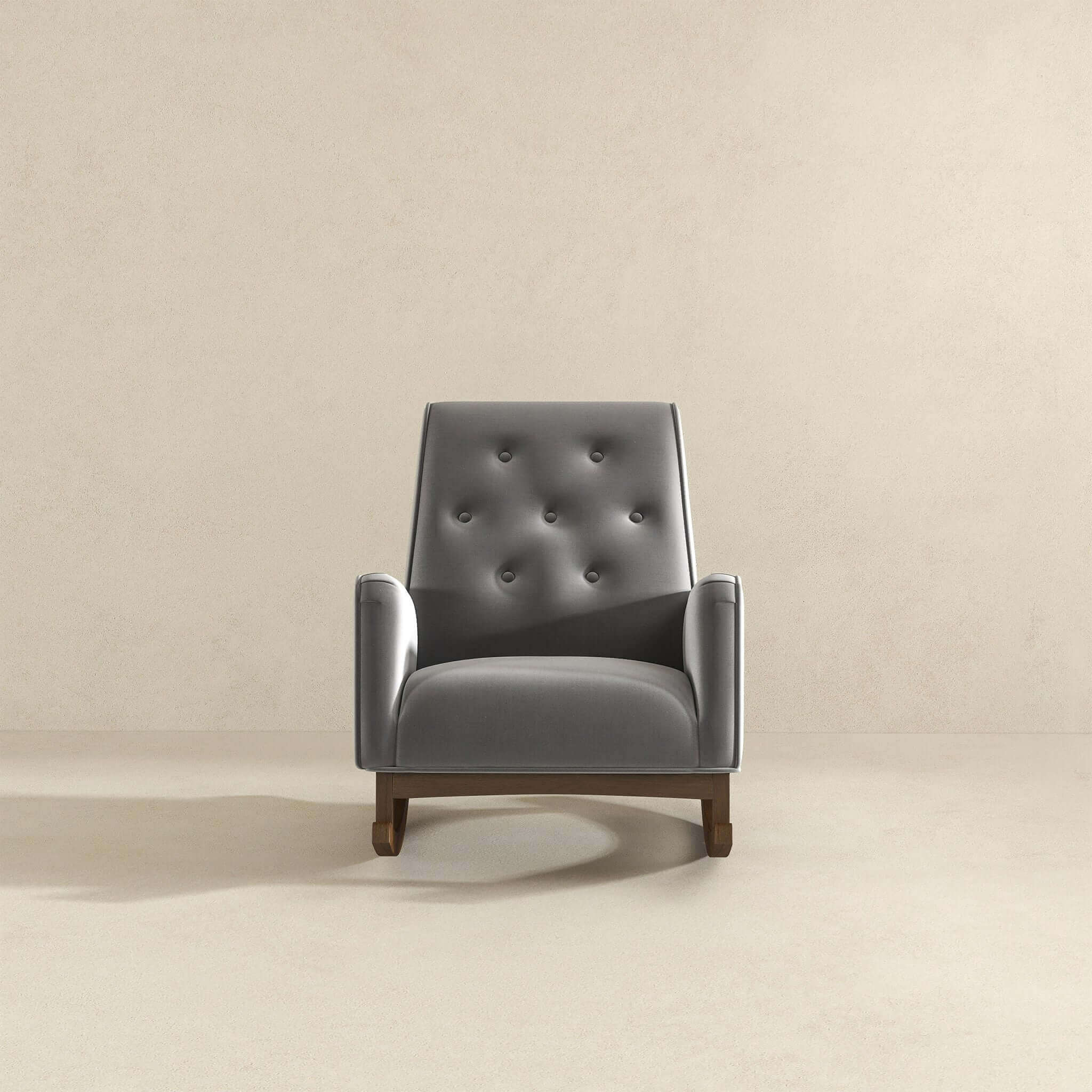 Demetrius  Light Grey Fabric Solid Wood Rocking Chair - Image 6