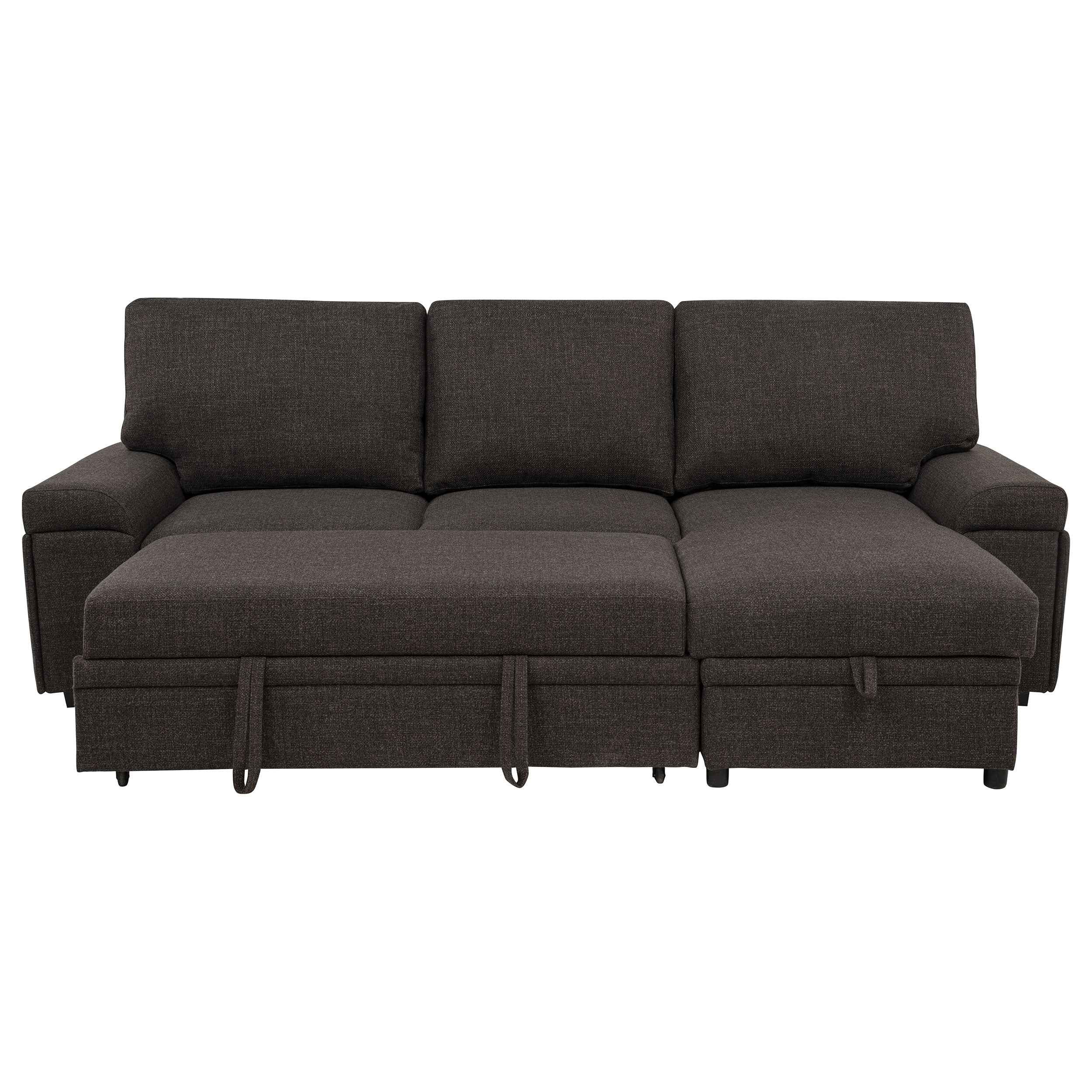 Demko Brown Sleeper Sectional Sofa with Speaker and Storage Chaise - Image 7
