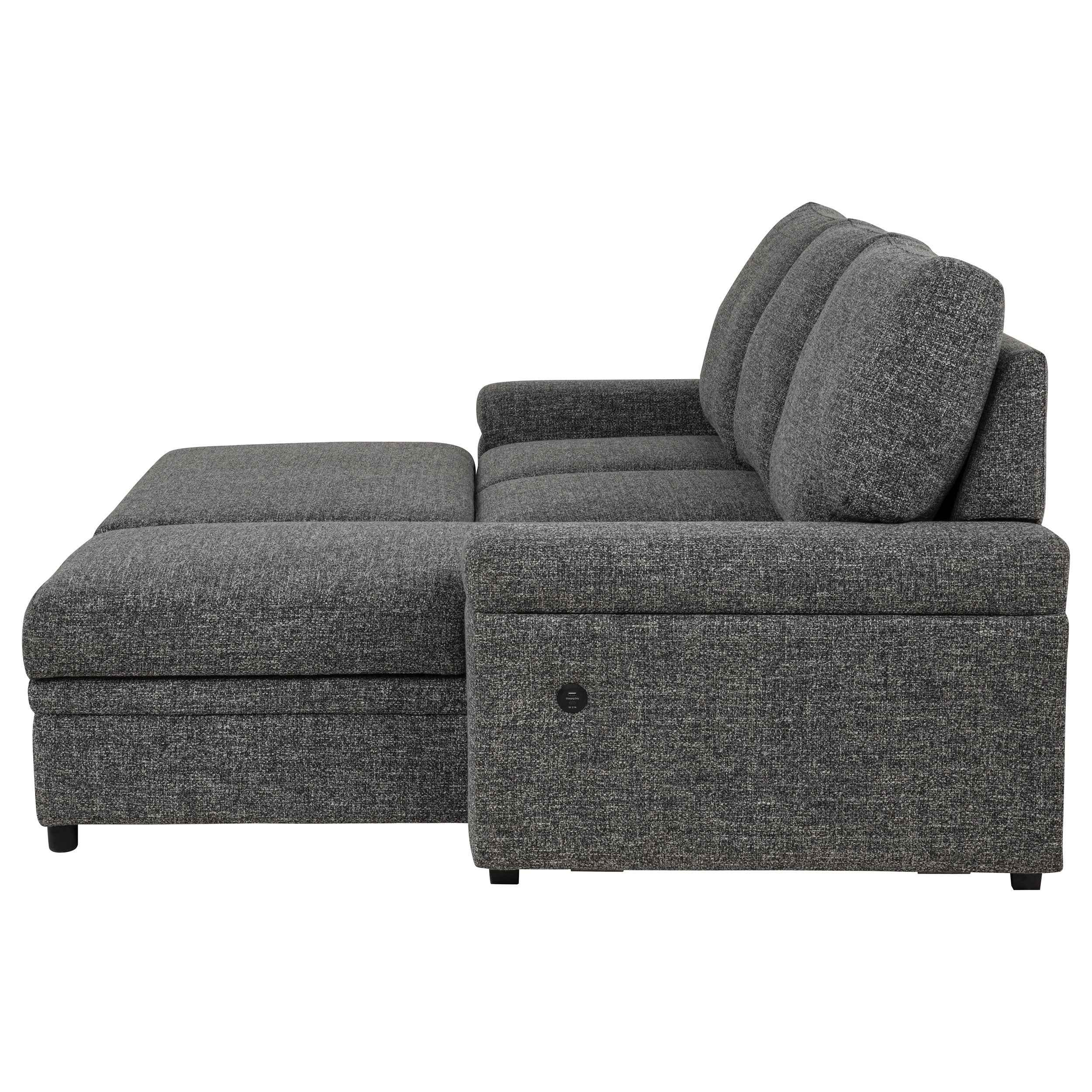 Demko Granite Sleeper Sectional Sofa with Speaker and Storage Chaise - Image 11