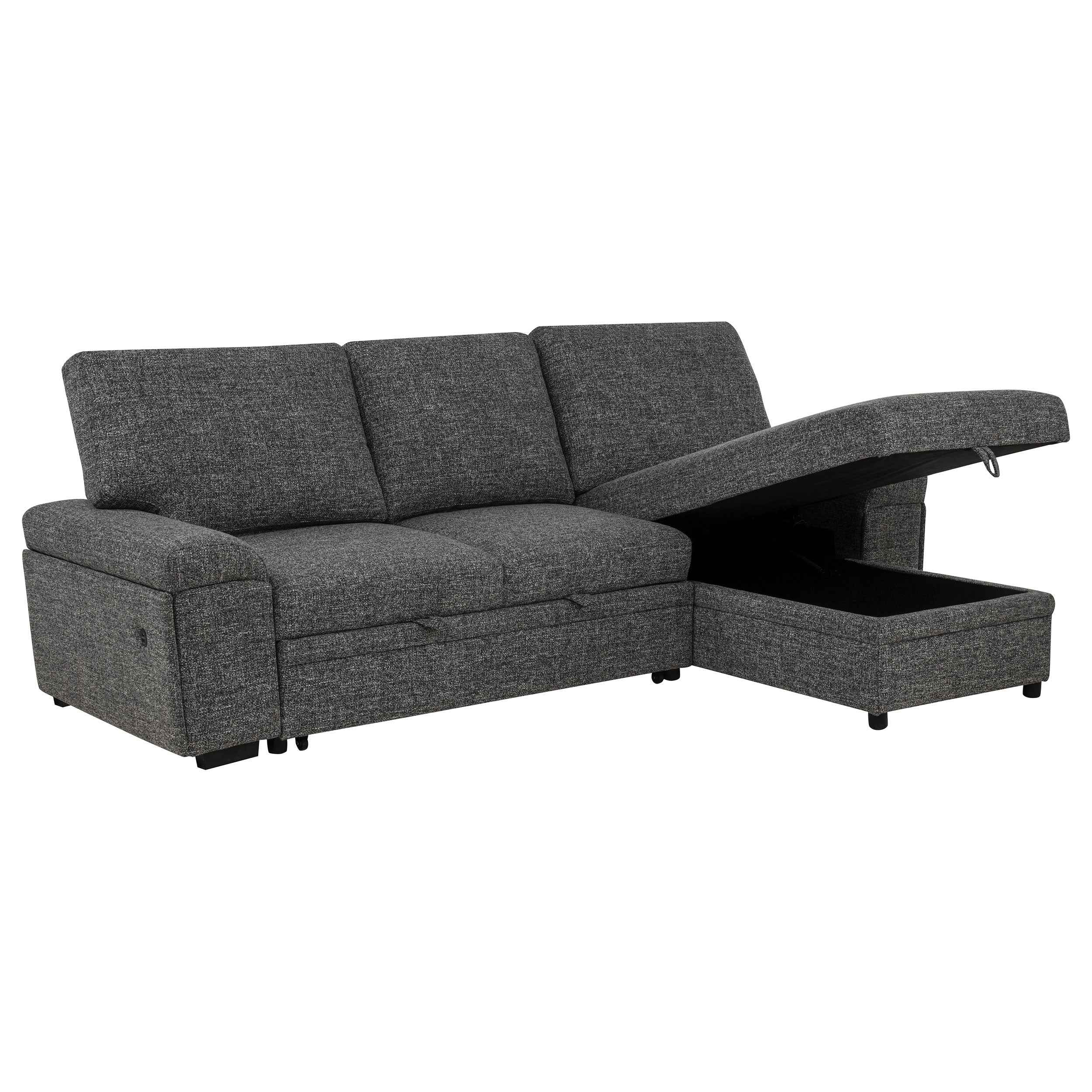 Demko Granite Sleeper Sectional Sofa with Speaker and Storage Chaise - Image 2