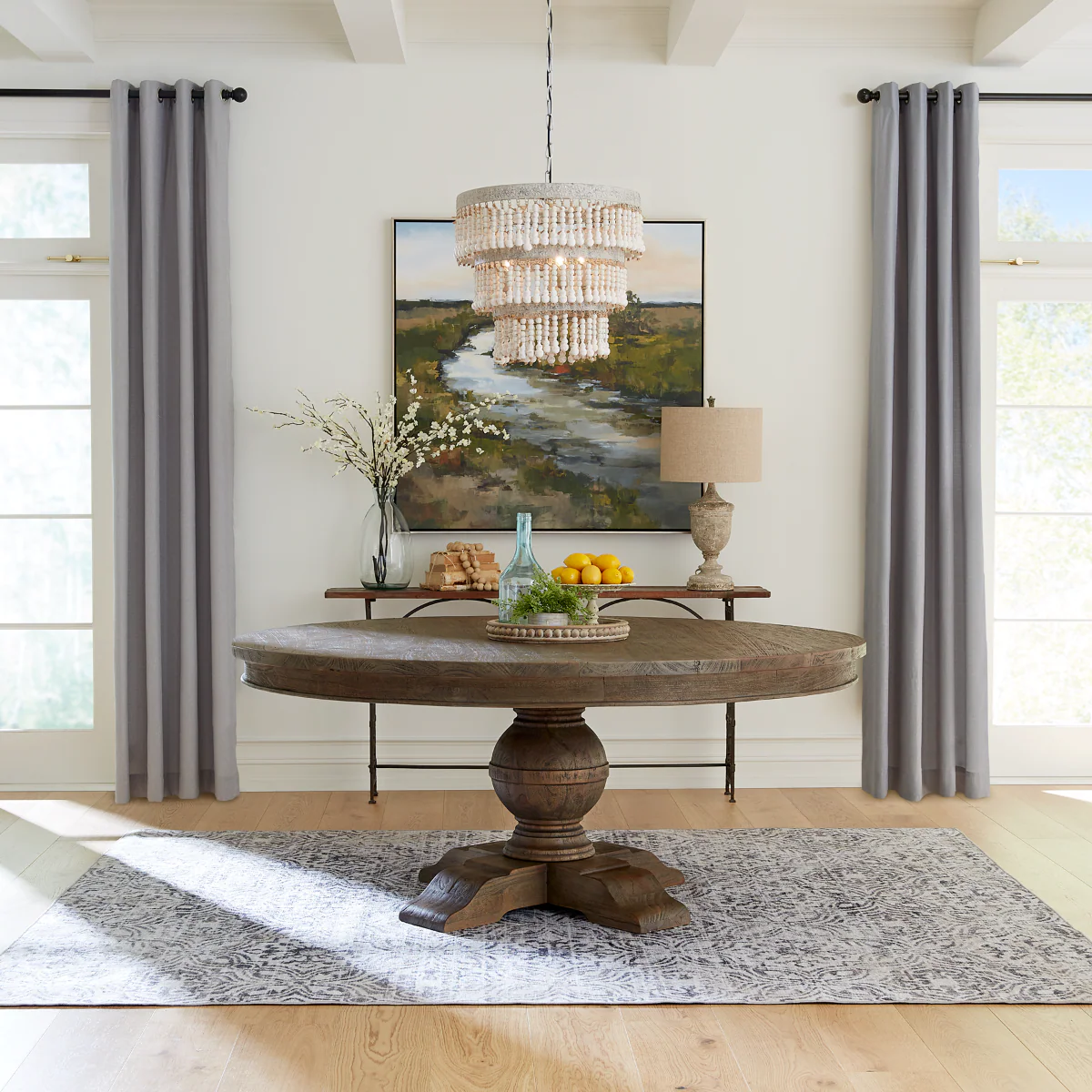 Colonial Plantation 72" Round Dining Table in Weathered Teak - Image 2