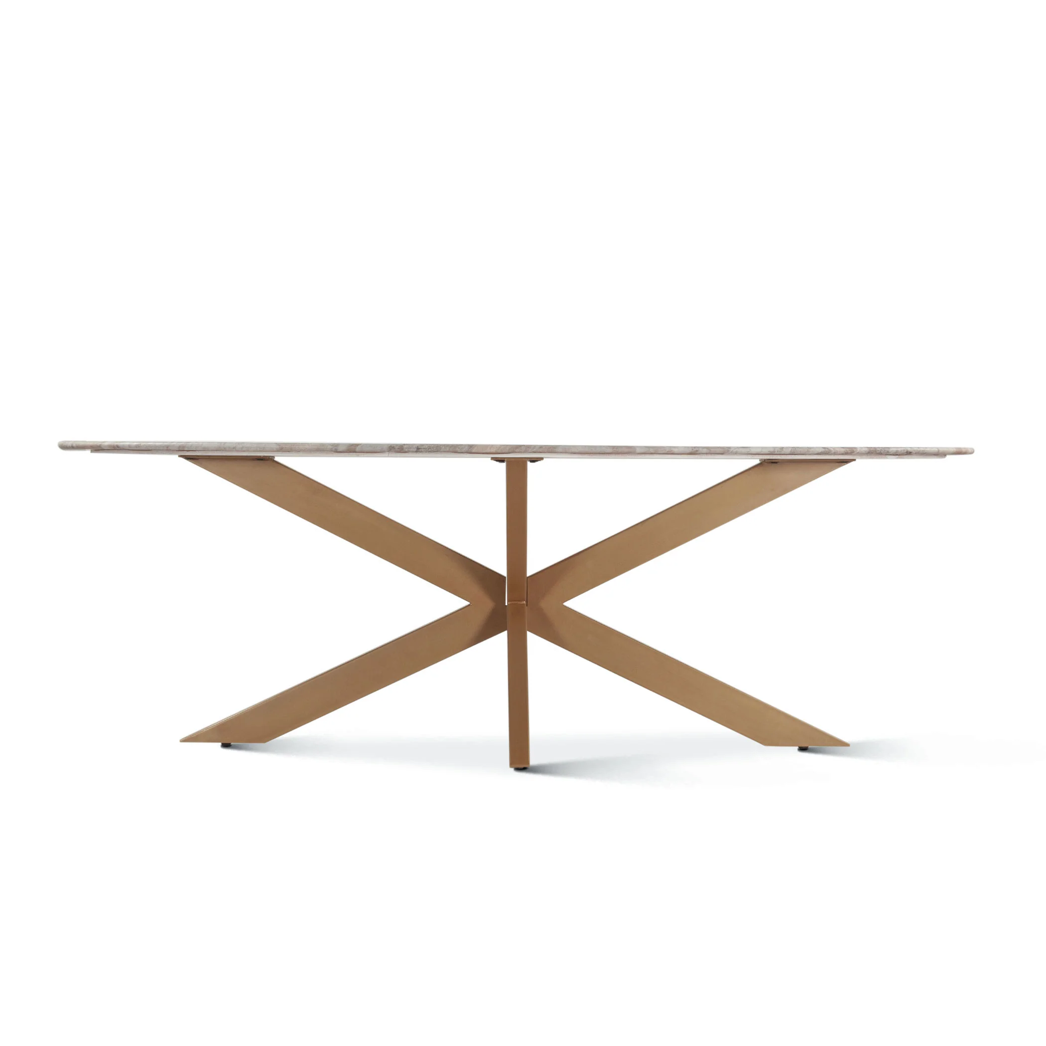 Malibu 90" Oval Dining Table in Sawar Marble with Antique Gold Base - Image 12