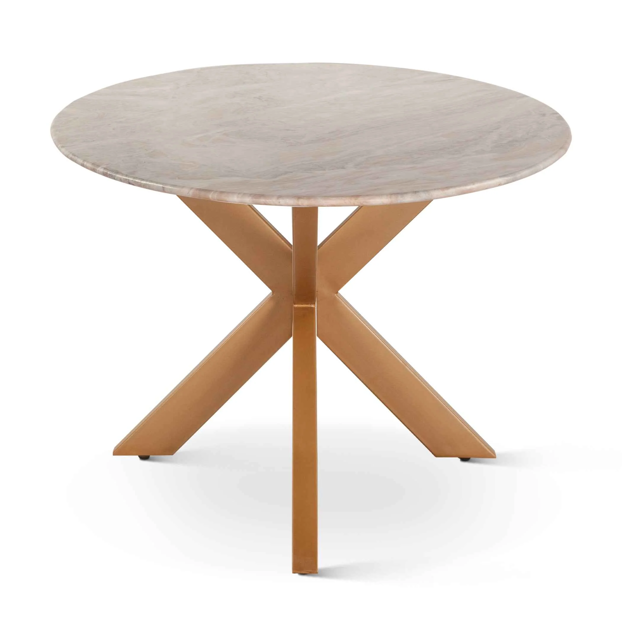 Malibu 90" Oval Dining Table in Sawar Marble with Antique Gold Base - Image 8