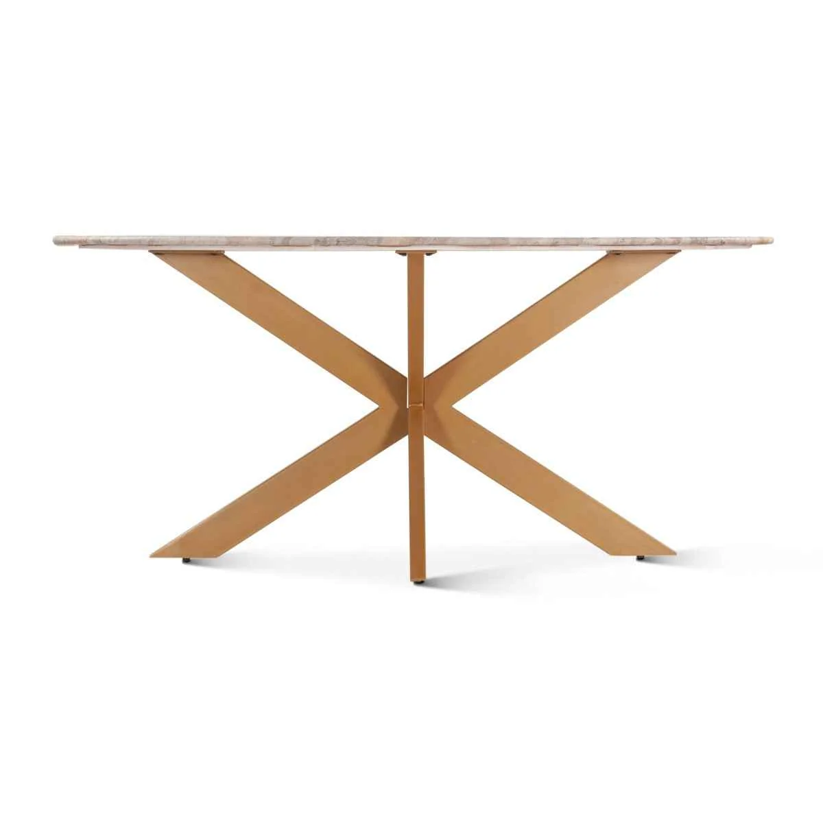 Malibu 70" Oval Dining Table in Sawar Marble with Antique Gold Base - Image 11