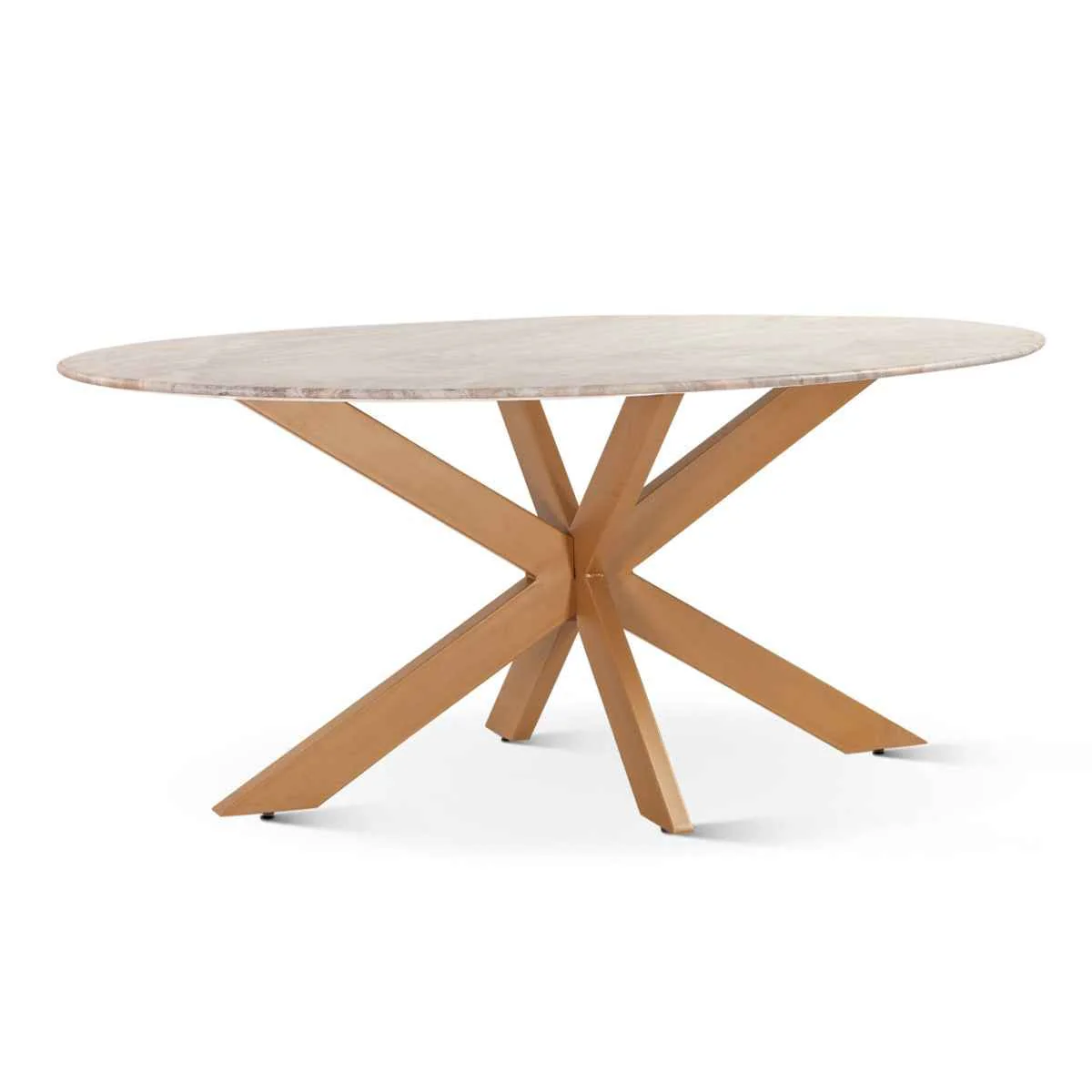 Malibu 70" Oval Dining Table in Sawar Marble with Antique Gold Base - Image 12