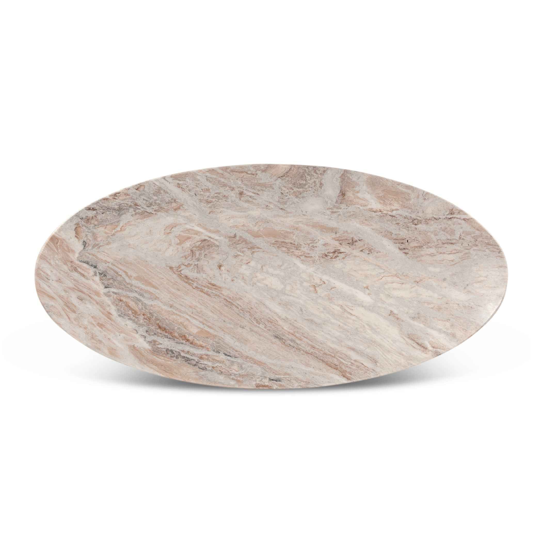 Malibu 70" Oval Dining Table in Sawar Marble with Antique Gold Base - Image 5