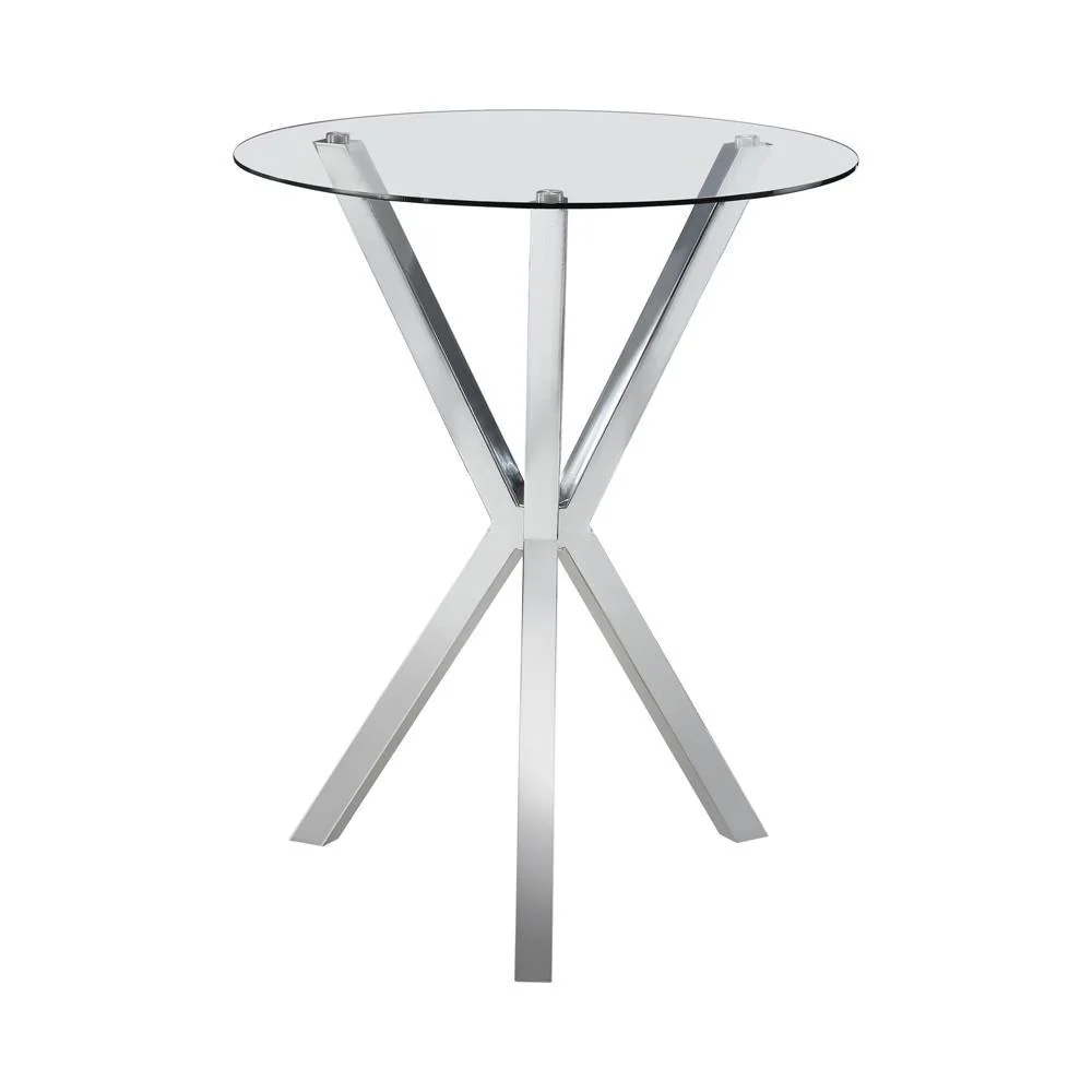 Denali Chrome Round Glass Top Bar Table - Image 2