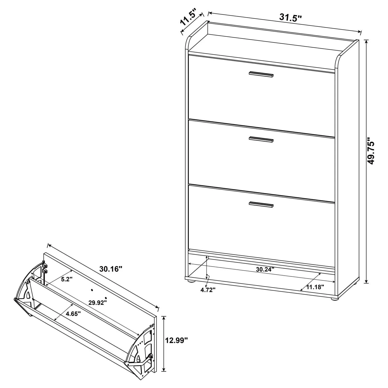 Denia Antique Pine and White 3-tier Shoe Storage Cabinet - Image 12