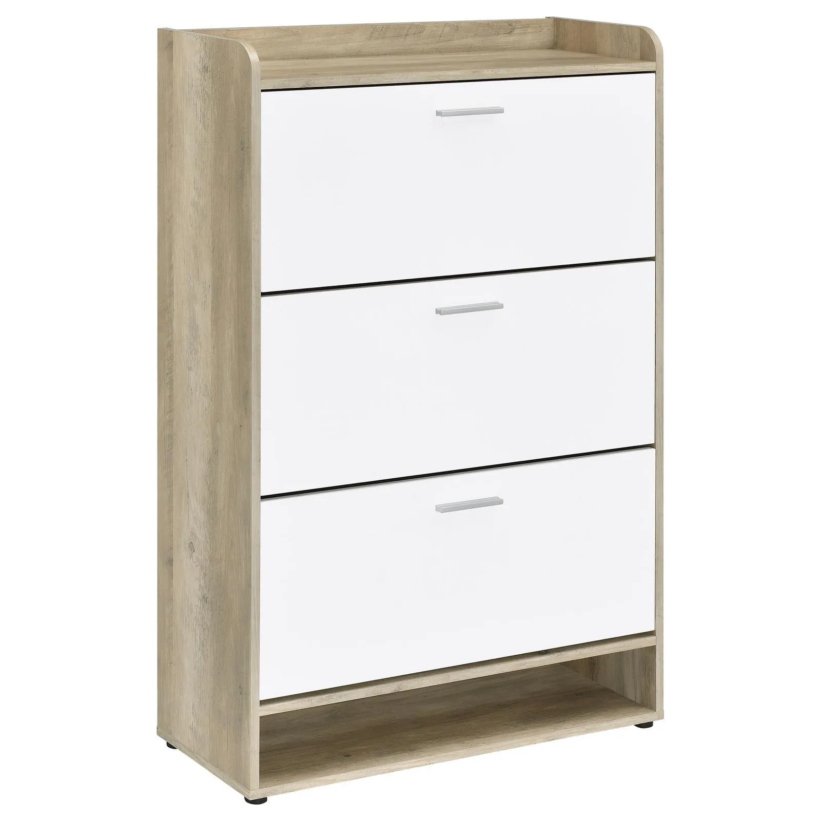 Denia Antique Pine and White 3-tier Shoe Storage Cabinet - Image 13