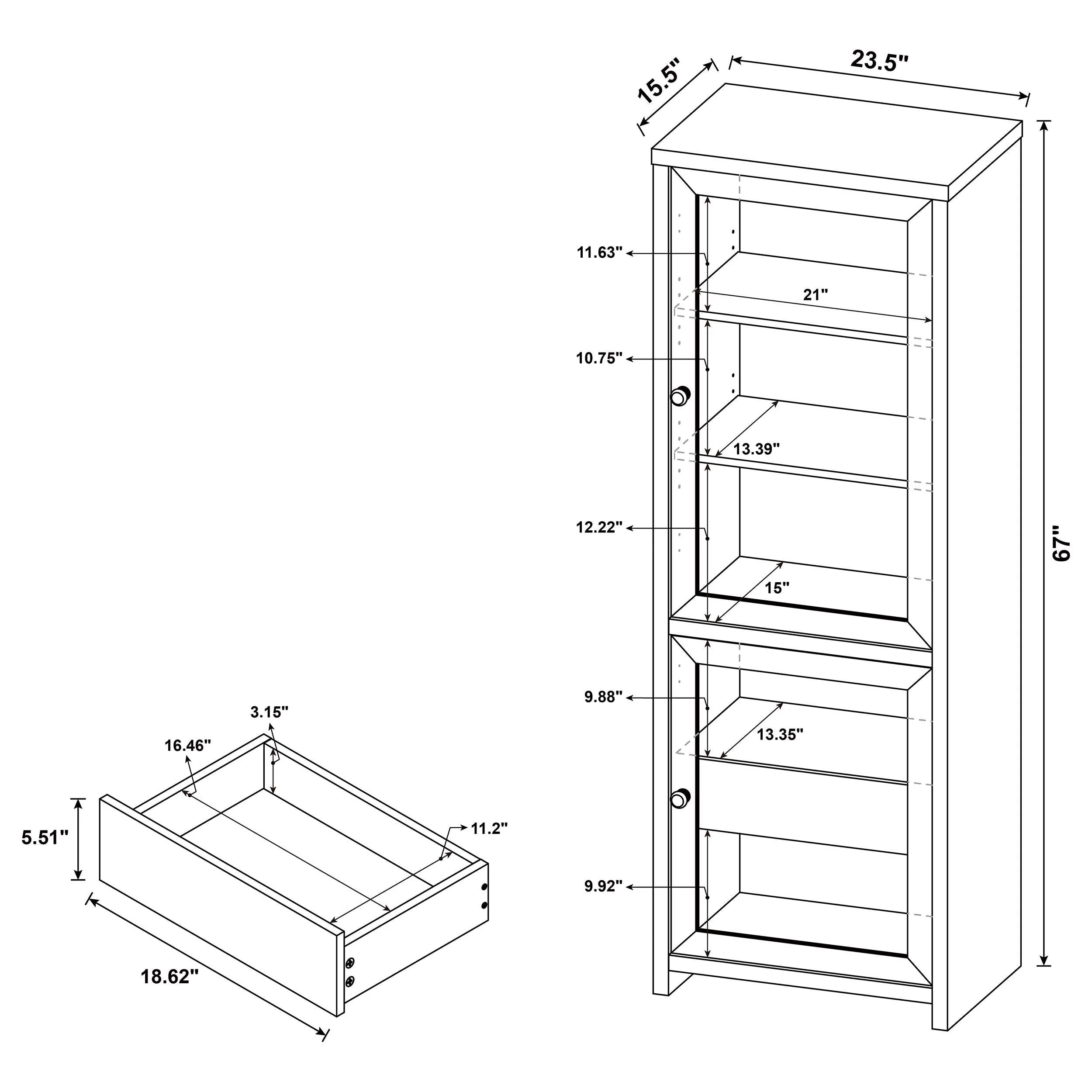 Denison Black 67-inch 2-Door Media Tower Storage Cabinet - Image 11