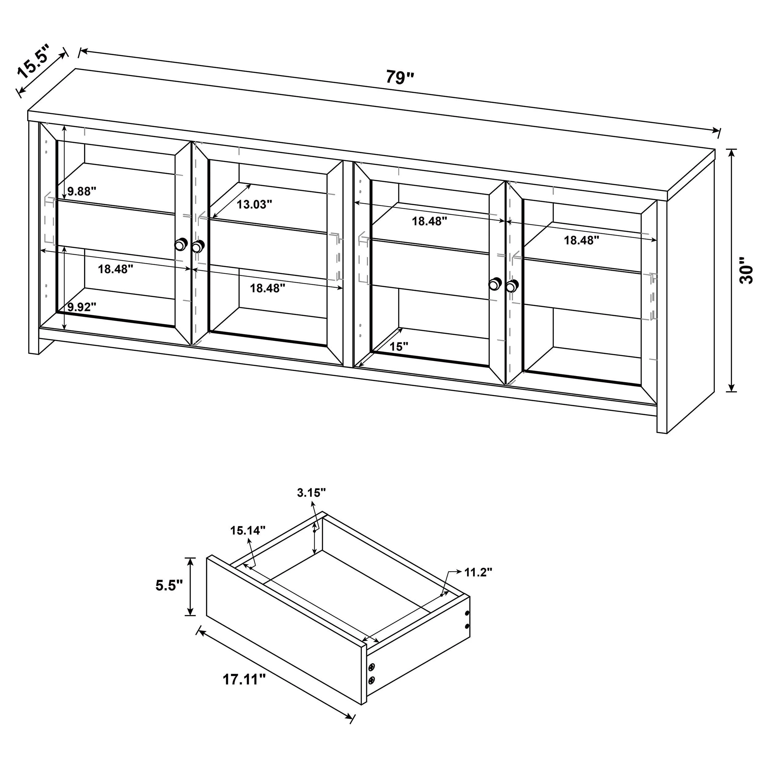 Denison Black 79-inch 4-Door TV Stand Media Console - Image 11