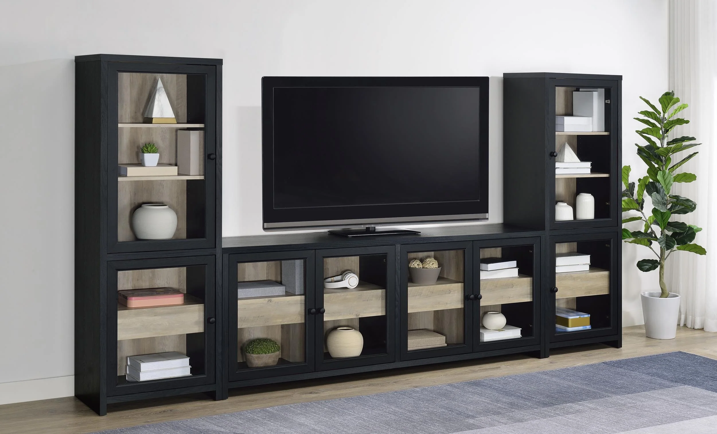 Denison Black 79-inch 4-Door TV Stand Media Console - Image 12