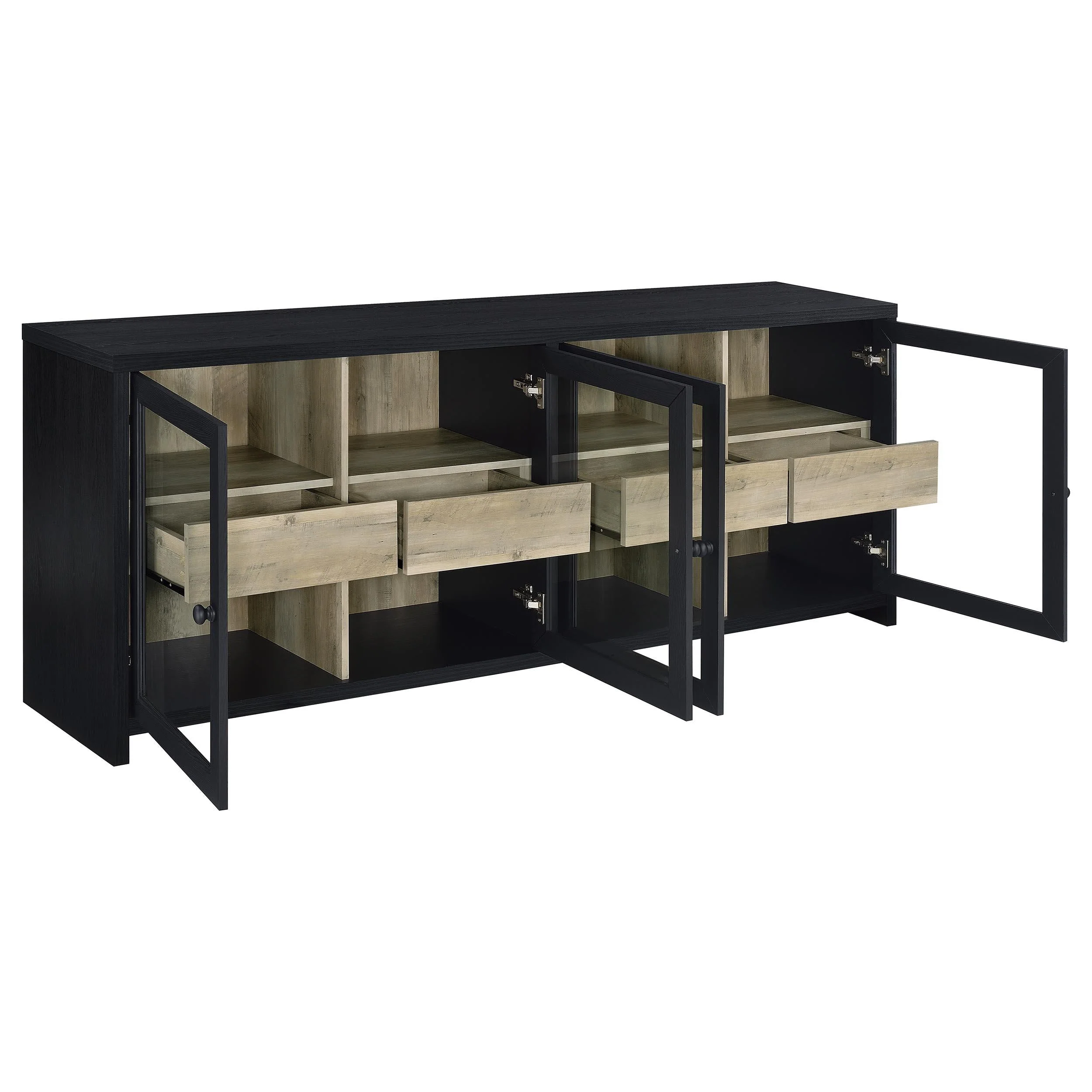 Denison Black 79-inch 4-Door TV Stand Media Console - Image 3