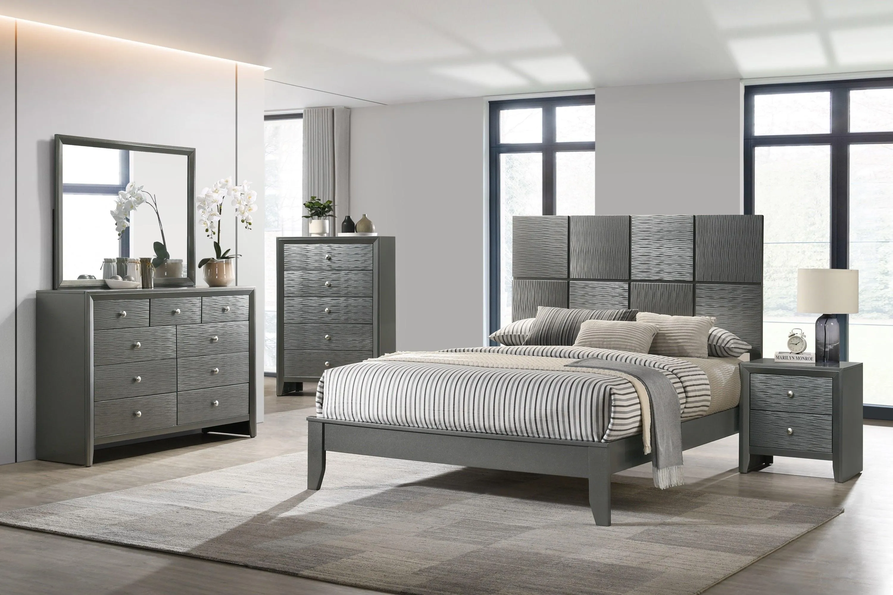 Denker Gunmetal King Panel Bed - Image 2