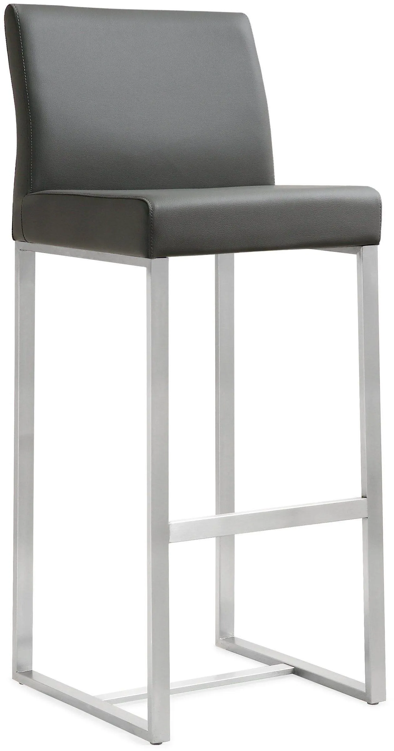 Denmark Performance Vegan Leather Stool with Silver Base - Set of 2 - Image 3