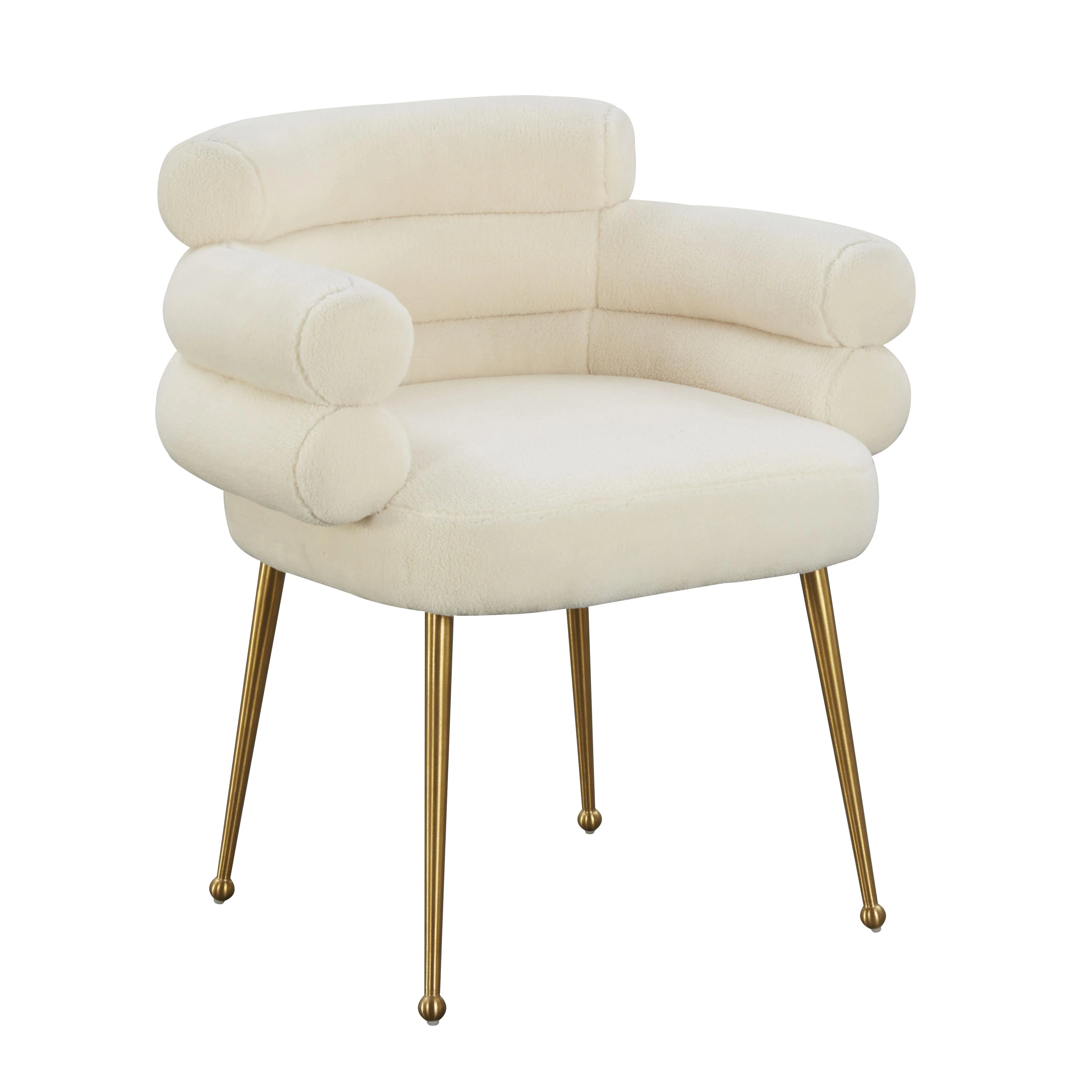 Dente Cream Performance Faux Sheepskin Dining Chair