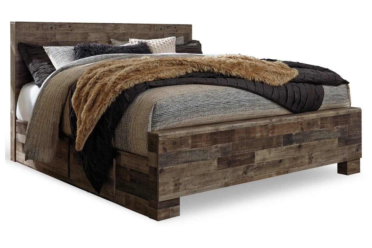 Derekson Multi Gray King Storage Platform Bed with 2 Drawers