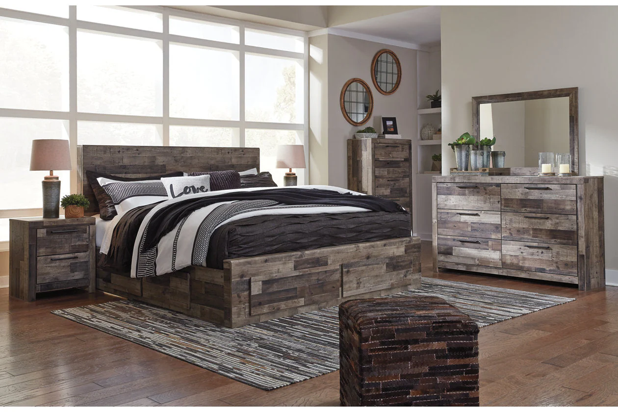 Derekson Multi Gray King Storage Platform Bed with 4 Drawers - Image 6