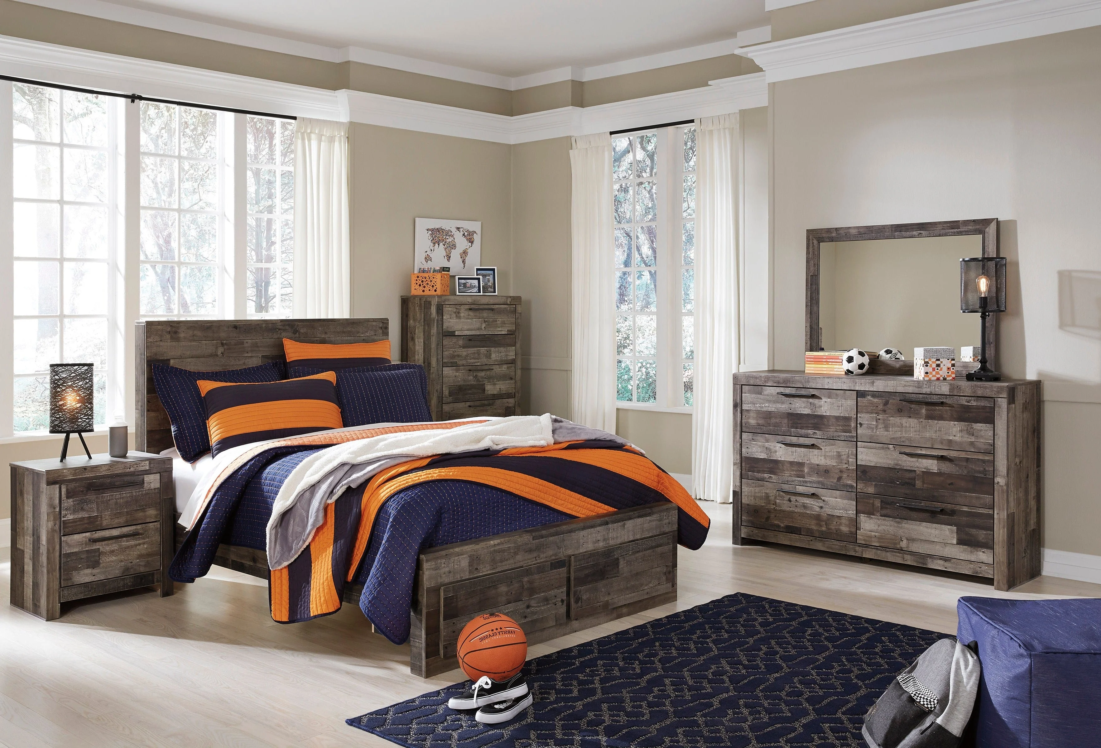 Derekson Multi Gray Storage Youth Platform Bedroom Set
