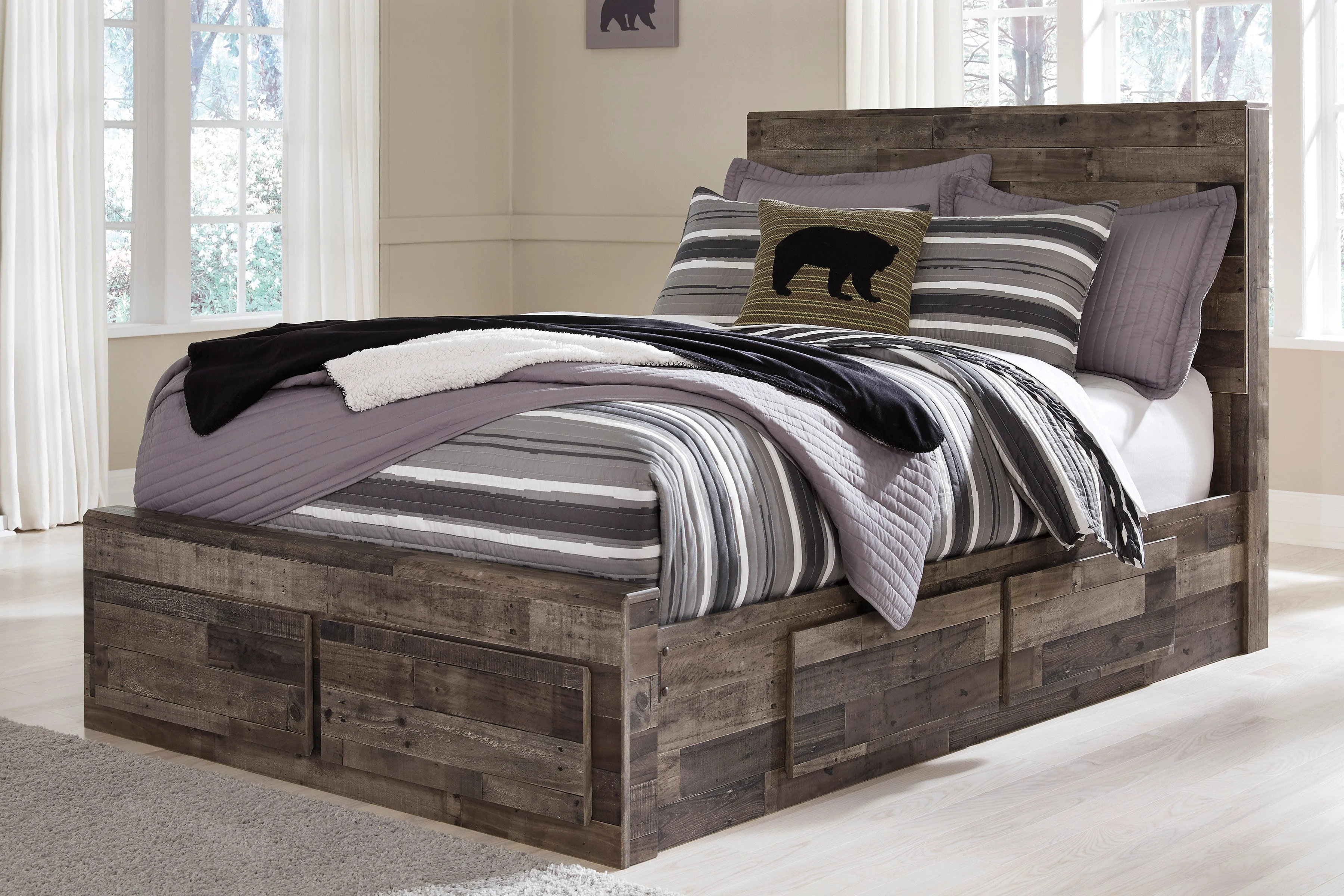 Derekson Multi Gray Storage Youth Platform Bedroom Set with 6 Drawers - Image 3
