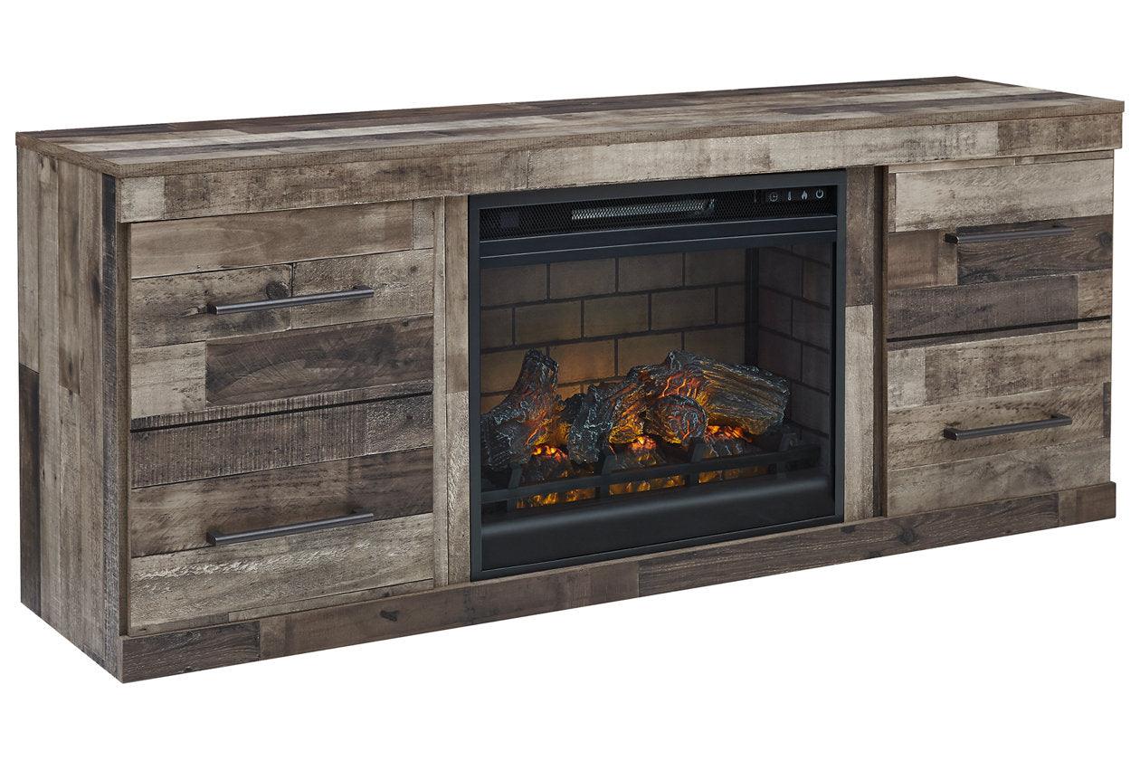Derekson Multi Gray TV Stand with Electric Fireplace - Image 4