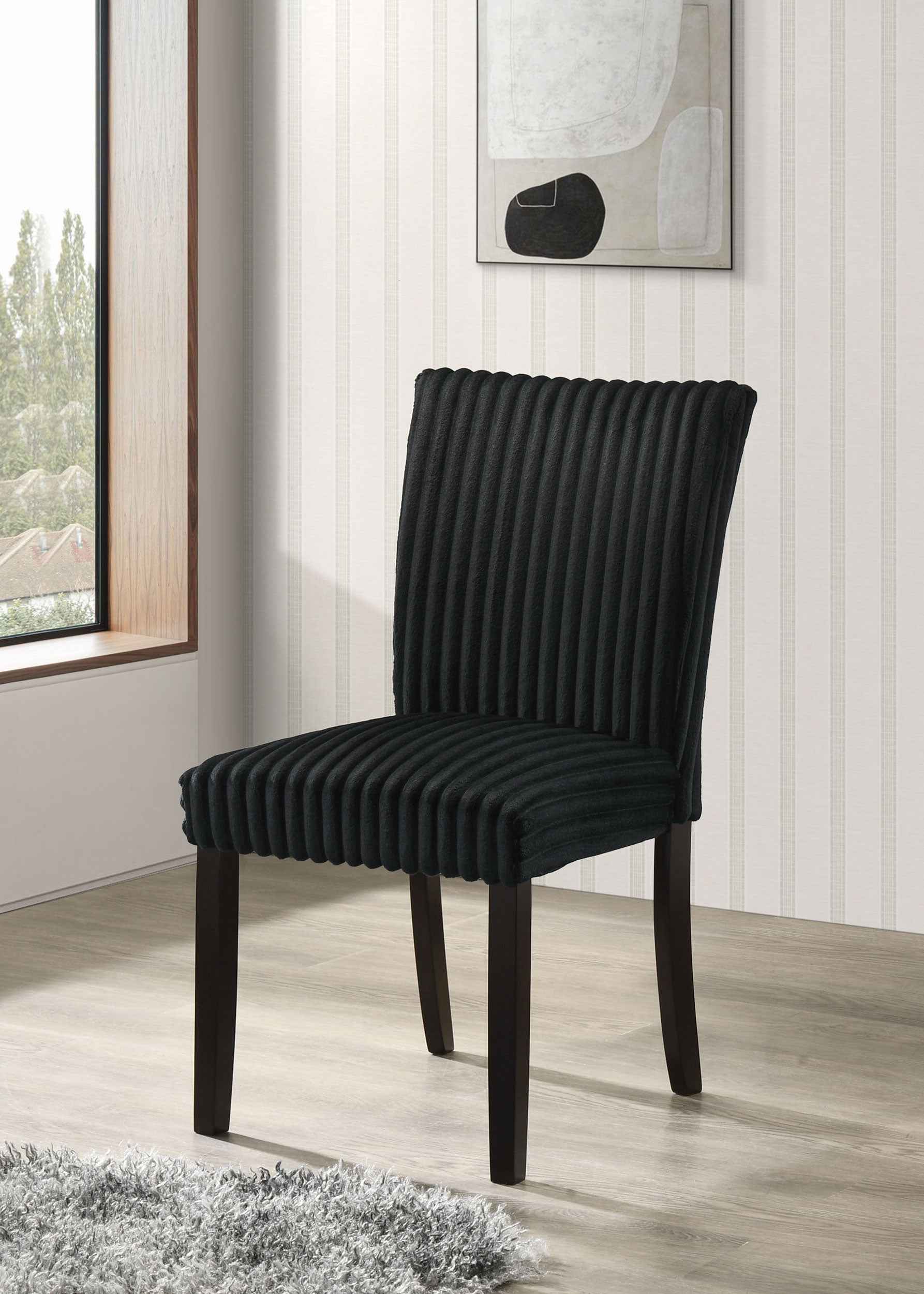 Dermott Black Upholstered Parson Dining Side Chair (Set of 2) - Image 2