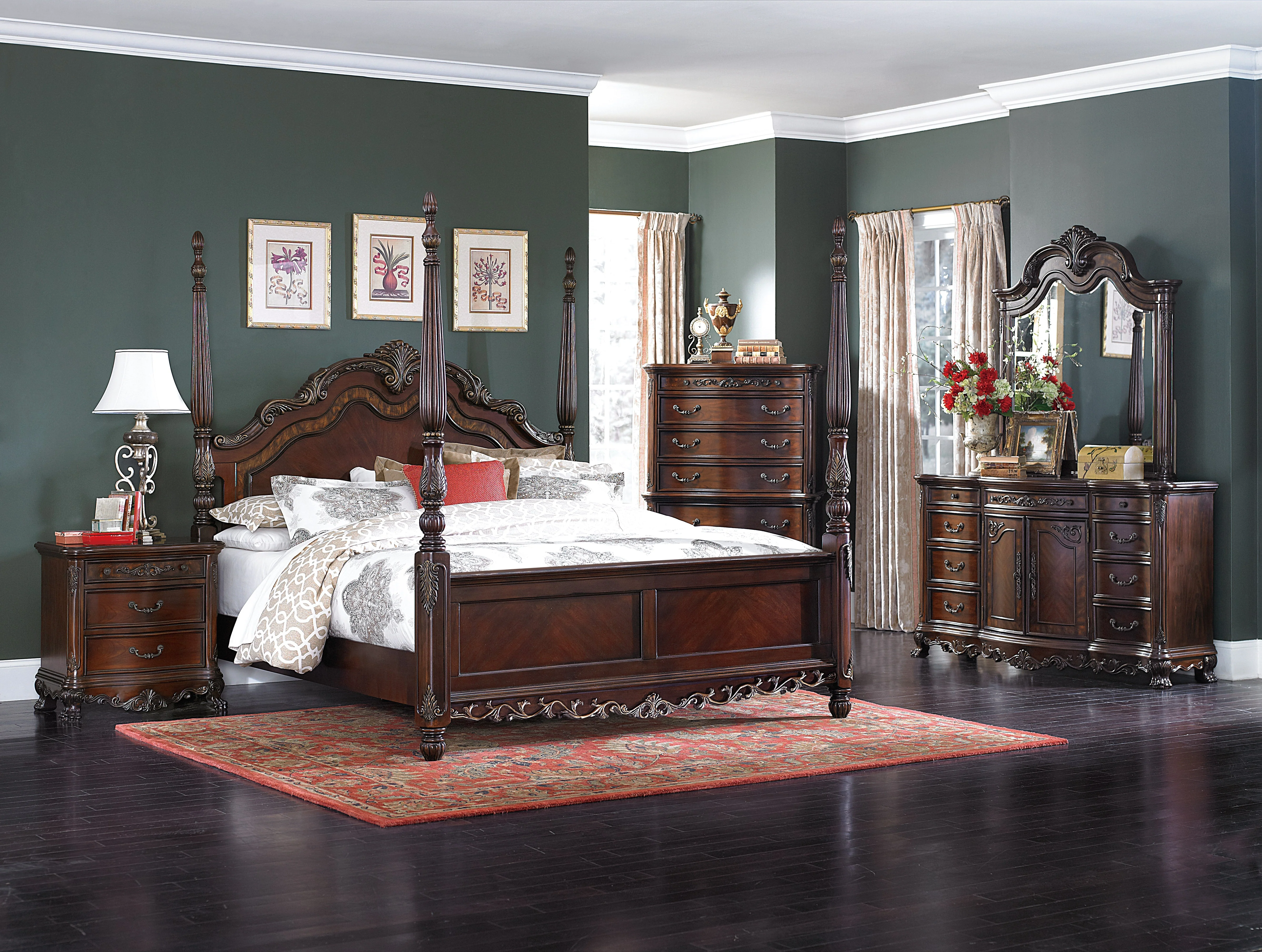 Deryn Park Cherry Poster Bedroom Set