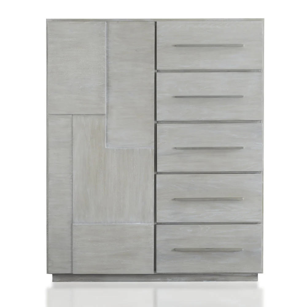 Destination Five Drawer One Door Sweater Chest in Cotton Grey - Image 3