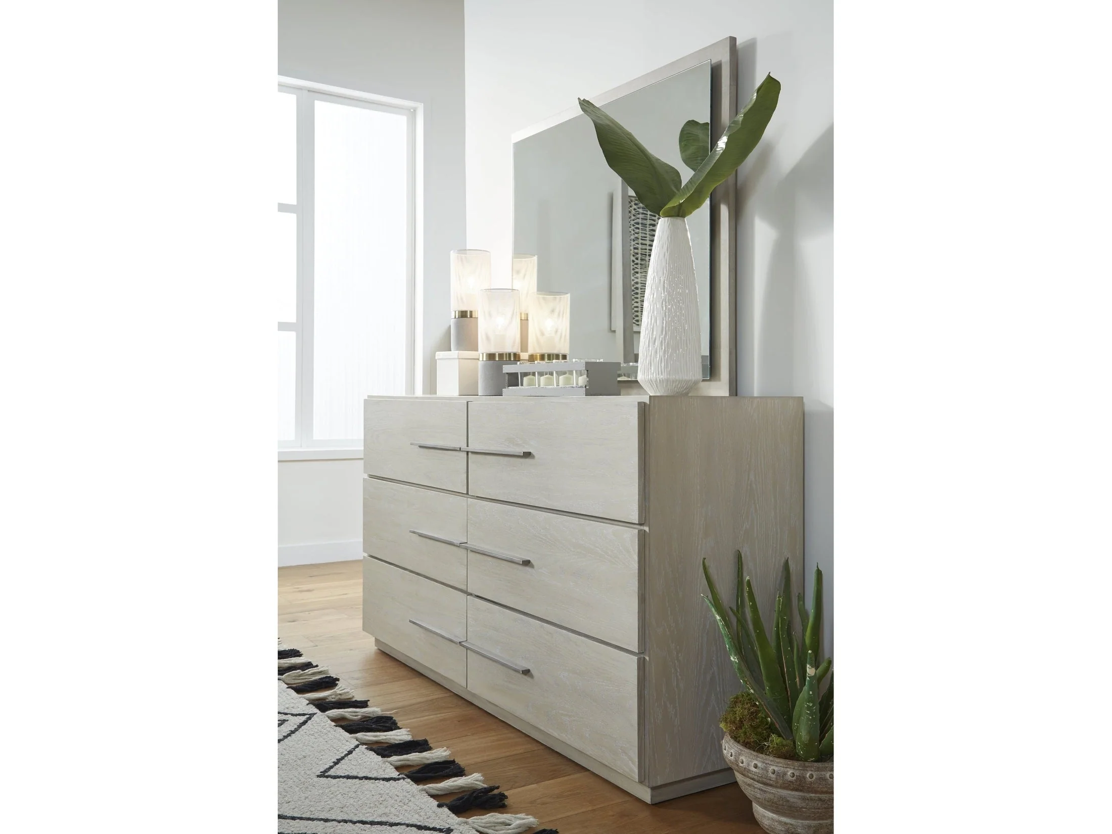 Destination Six Drawer Dresser in Cotton Grey