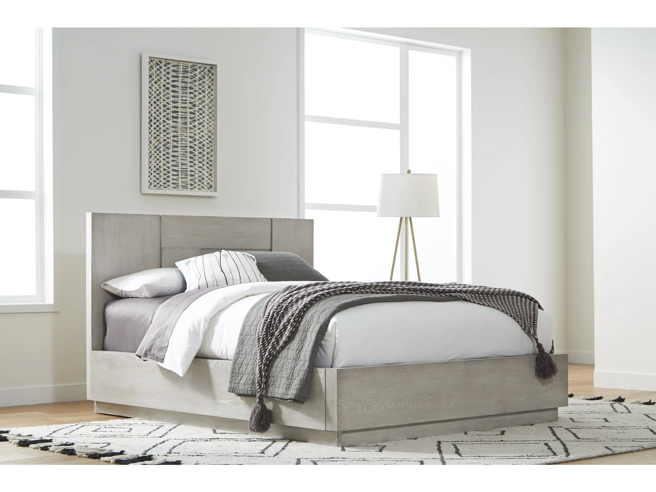Destination Wood Eastern King Panel Bed in Cotton Grey