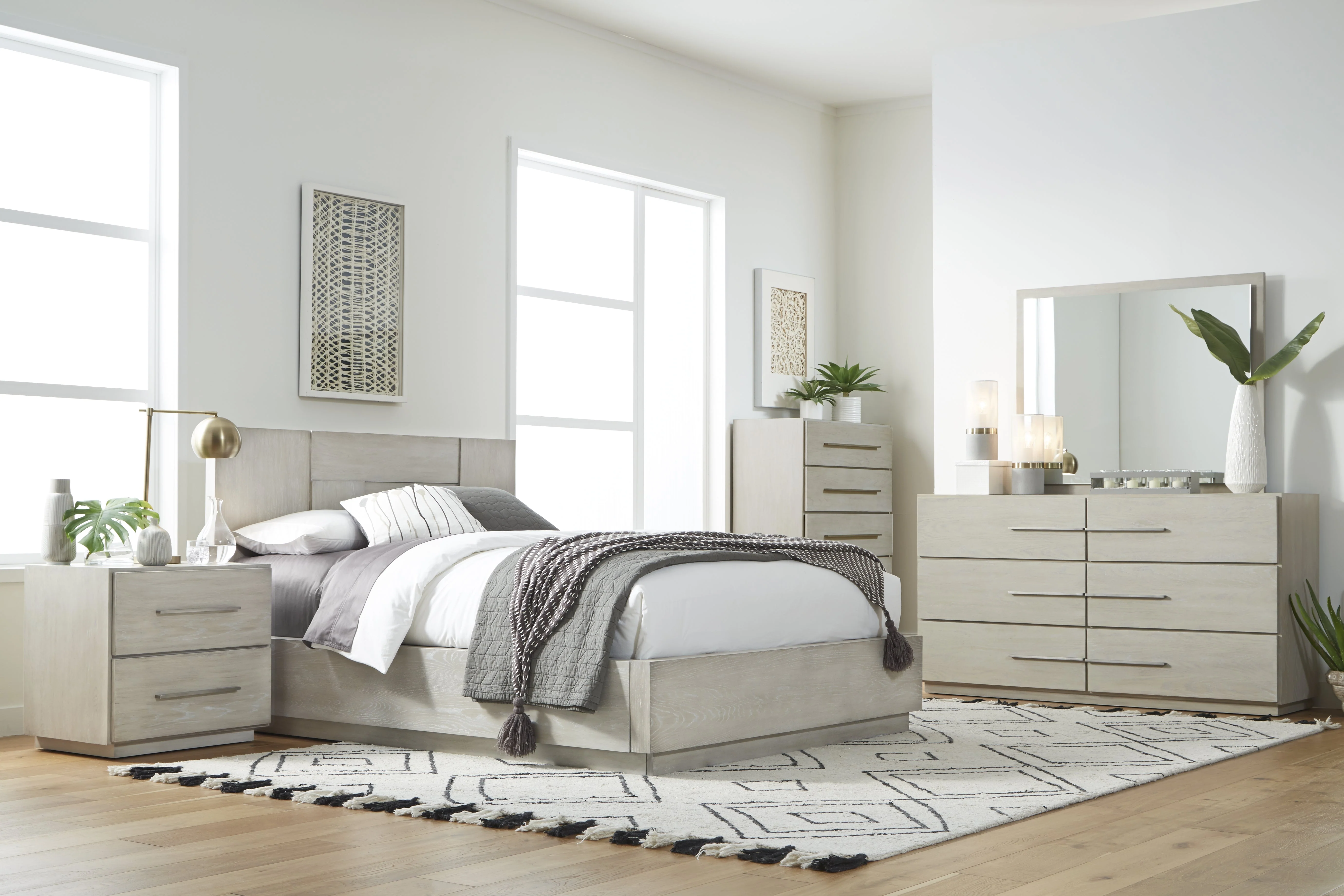 Destination Wood Eastern King Panel Bed in Cotton Grey - Image 2