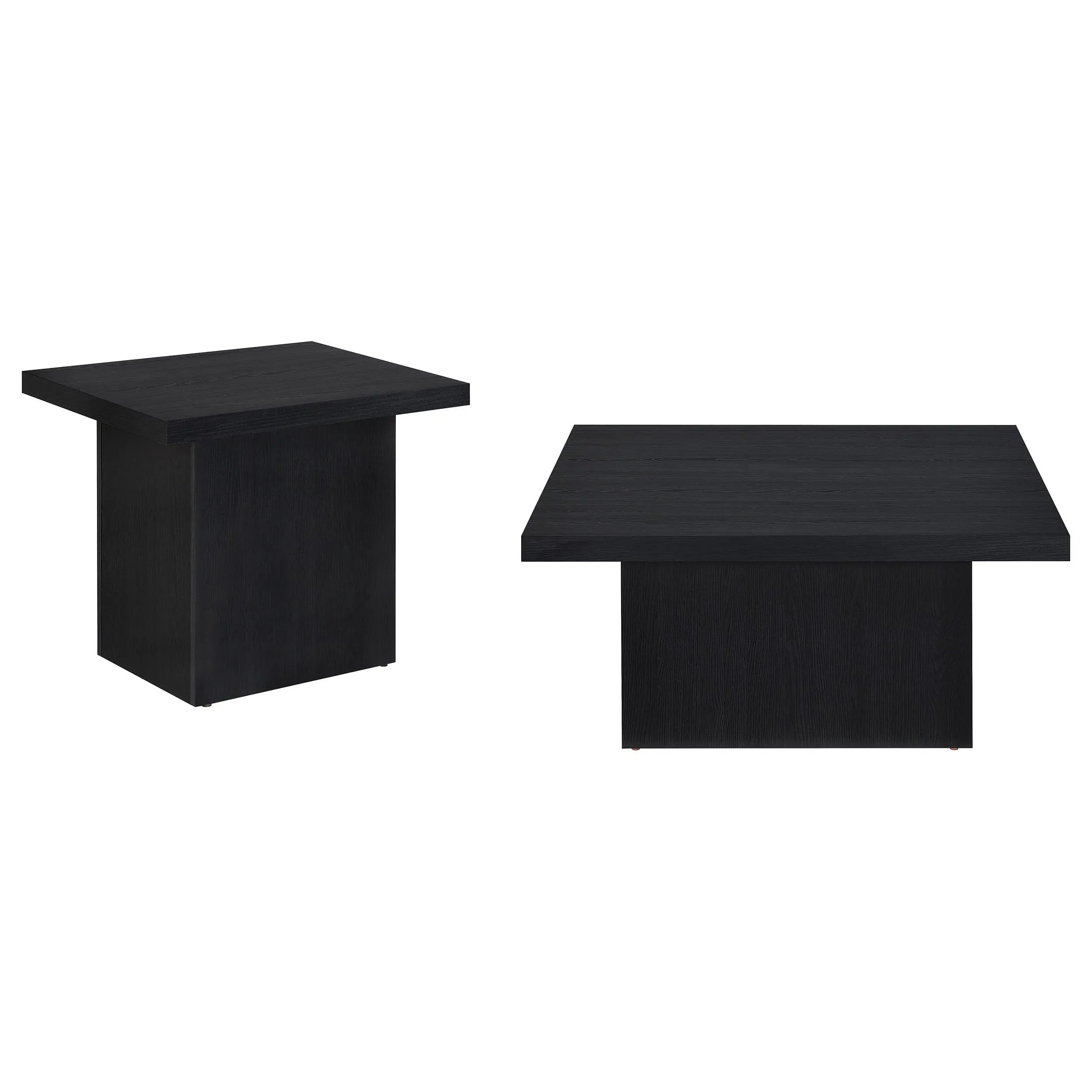 Devar Black 2-Piece Square Cocktail Coffee End Table Set - Image 2