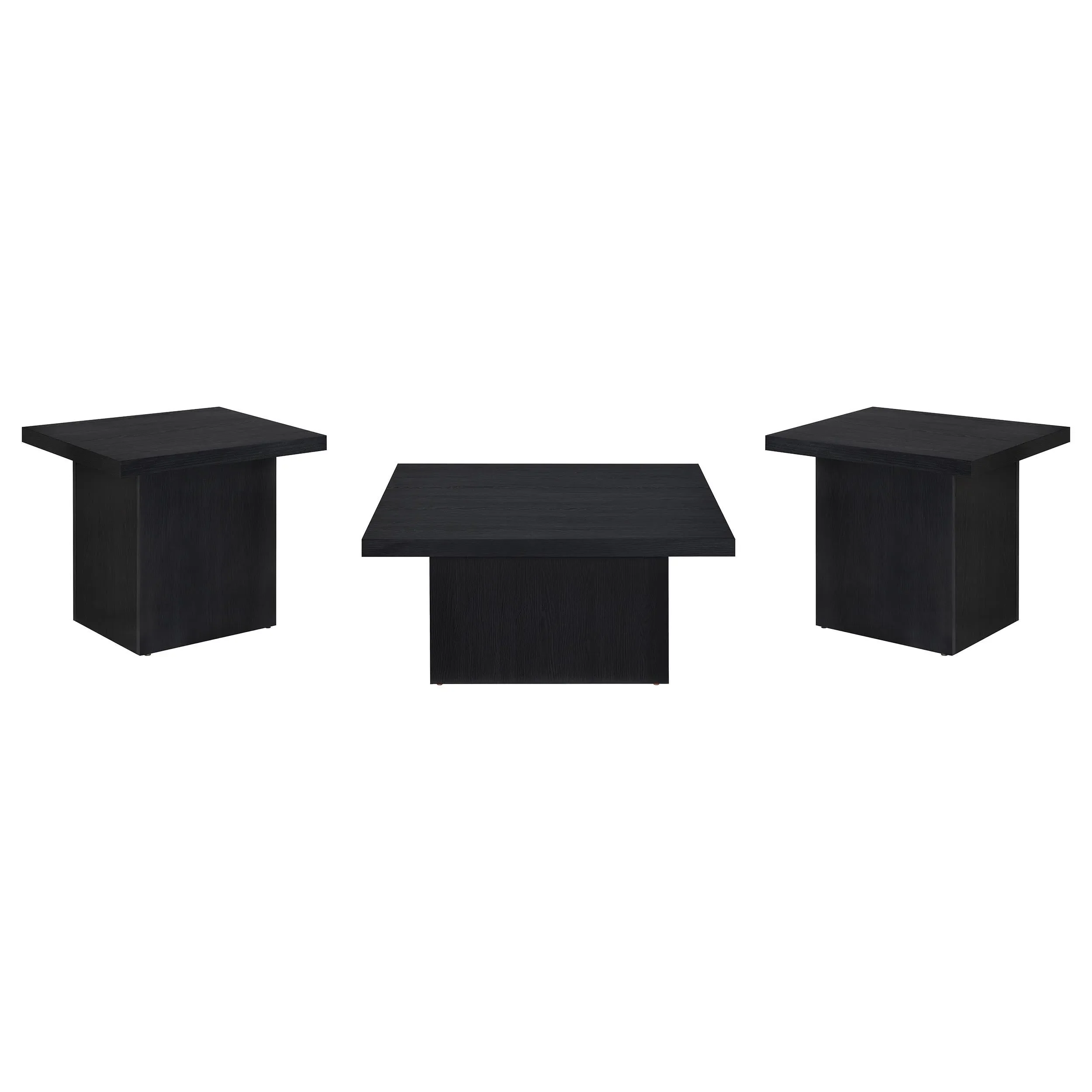 Devar Black 3-Piece Square Cocktail Coffee End Table Set - Image 2