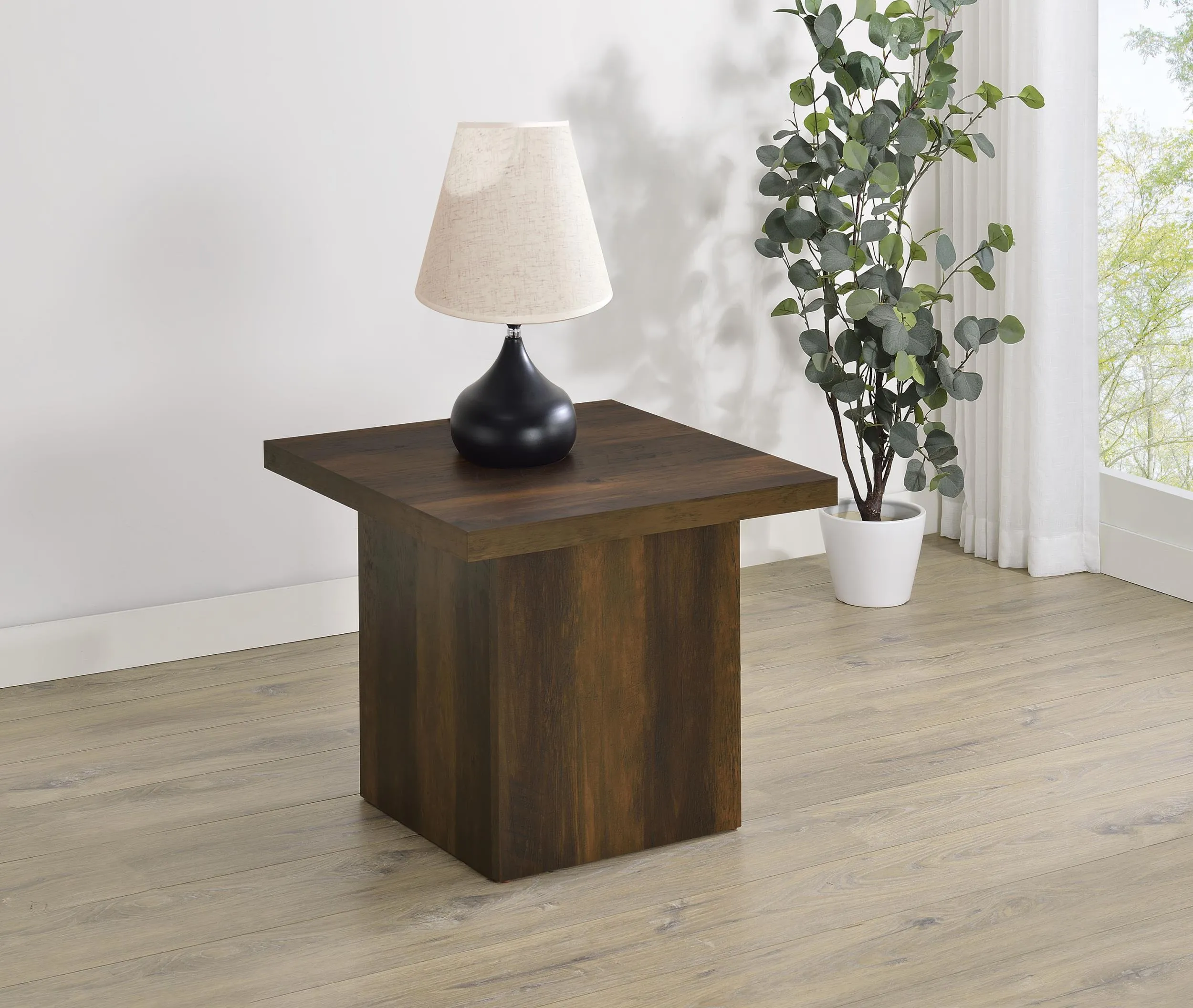 Devar Dark Pine Square Engineered Wood Side End Table