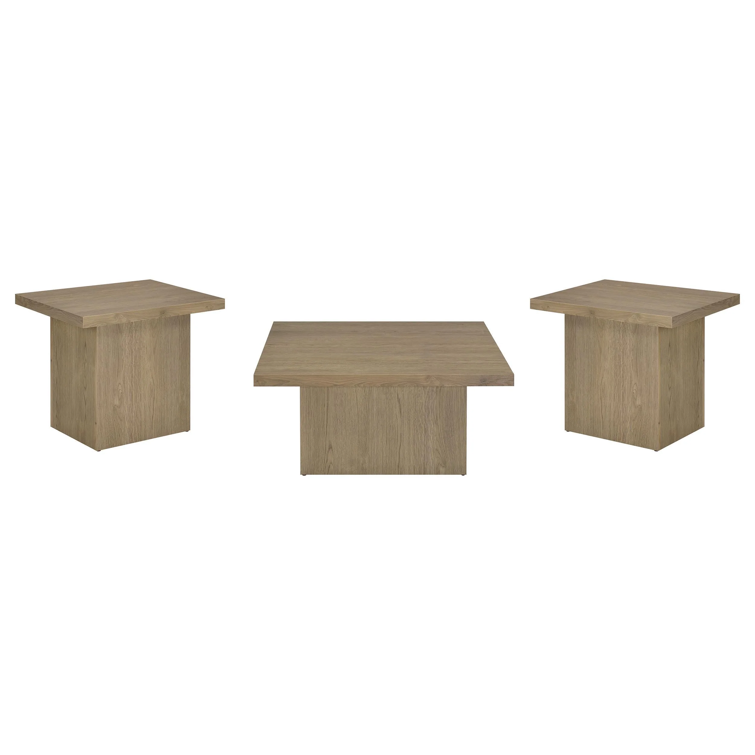 Devar Latte 3-Piece Square Cocktail Coffee End Table Set - Image 2