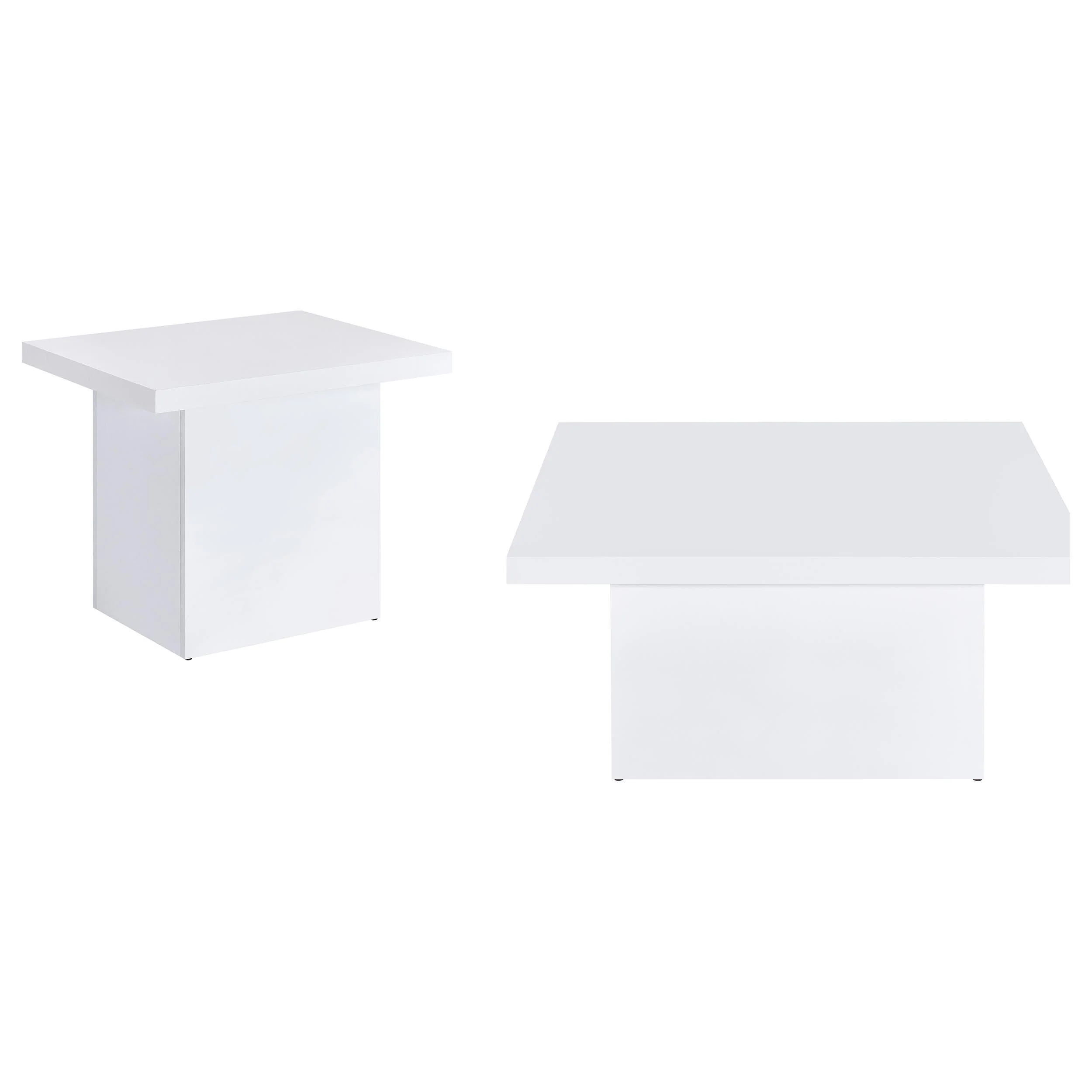 Devar White High Gloss 2-Piece Square Coffee End Table Set - Image 2