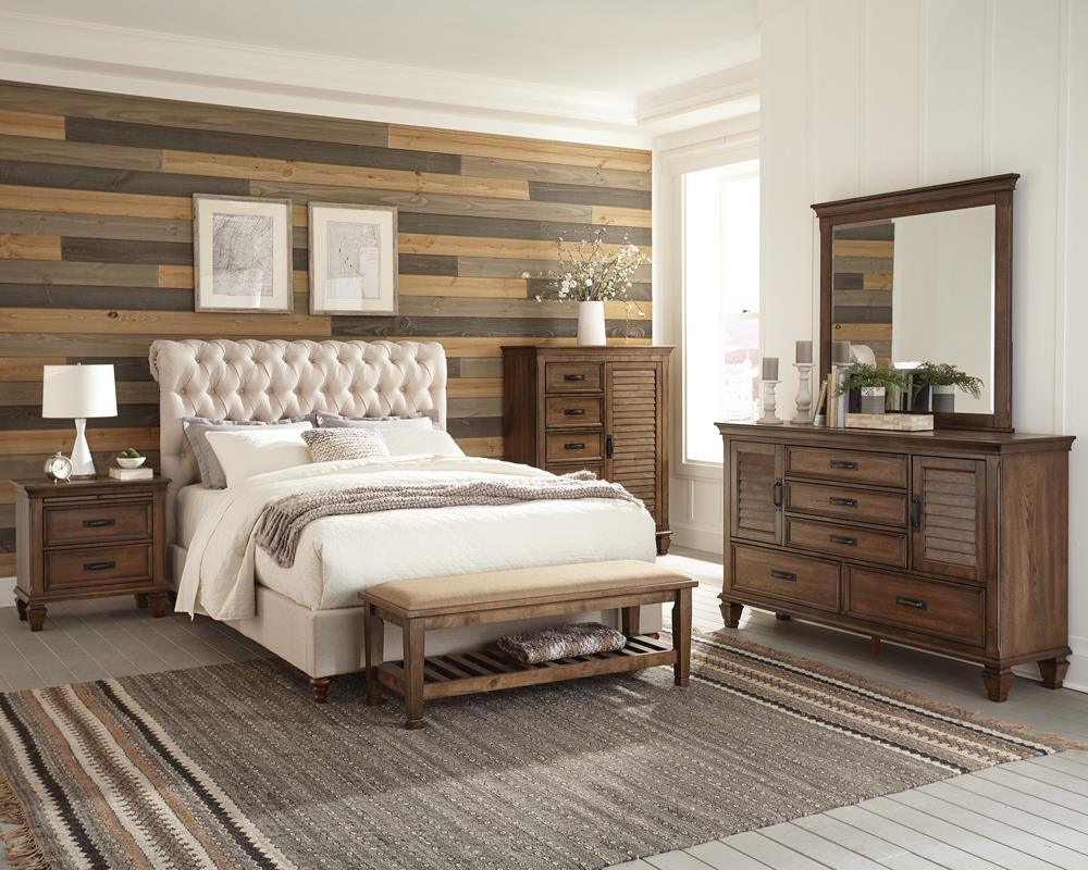Devon Beige Button Tufted Upholstered Full Bed - Image 3
